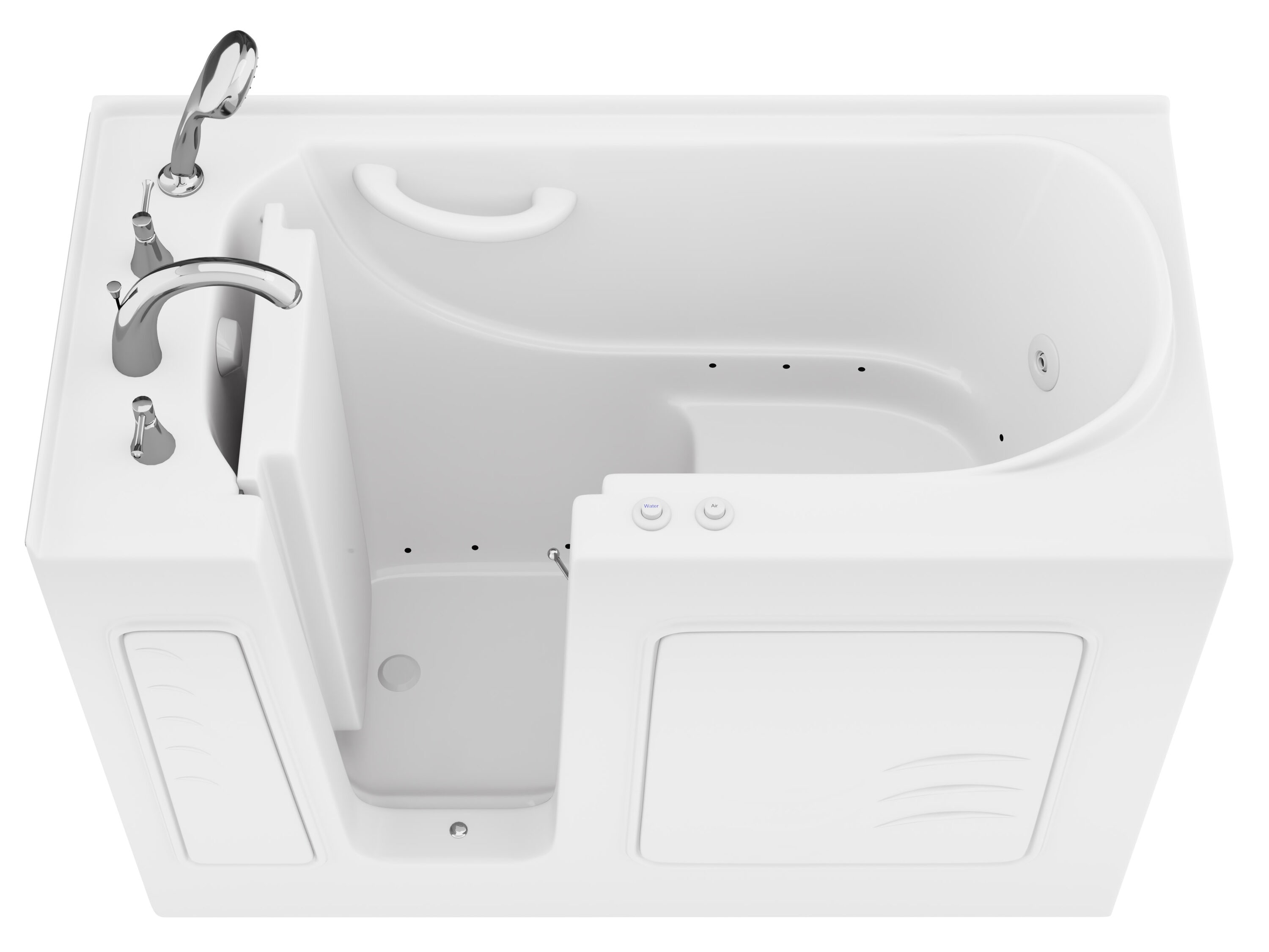 Endurance LSB2653LWD 27-Inches x 53-Inches White Gel-coated fiberglass Rectangular Walk-in Whirlpool and air bath combination tub with Faucet Hand Shower Drain ( Left Drain )