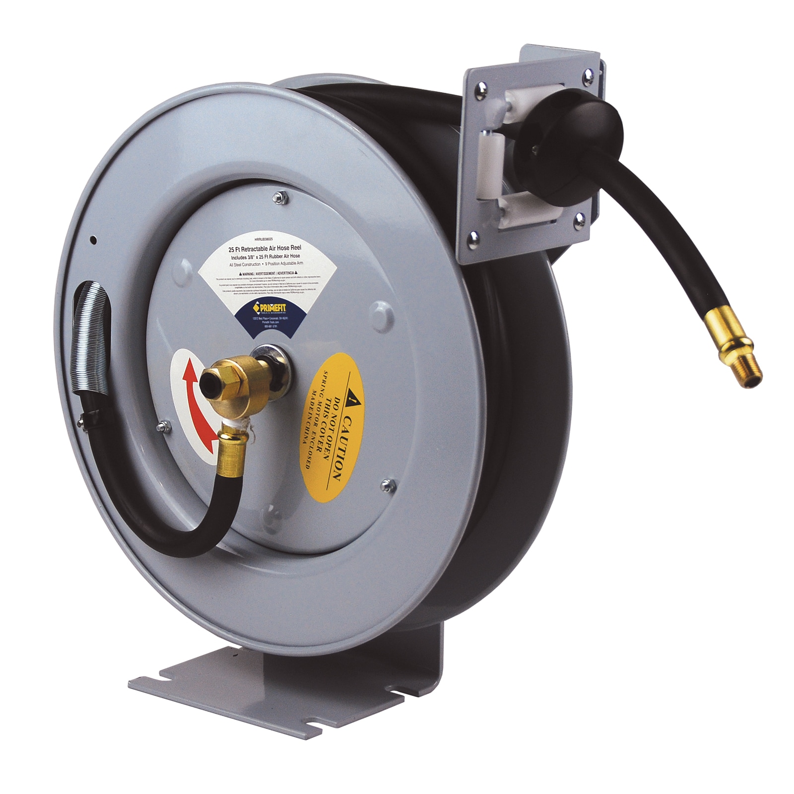 25' Retractable-Retracting 1/4 Fitting Air Hose Reel with Coupler And Plug