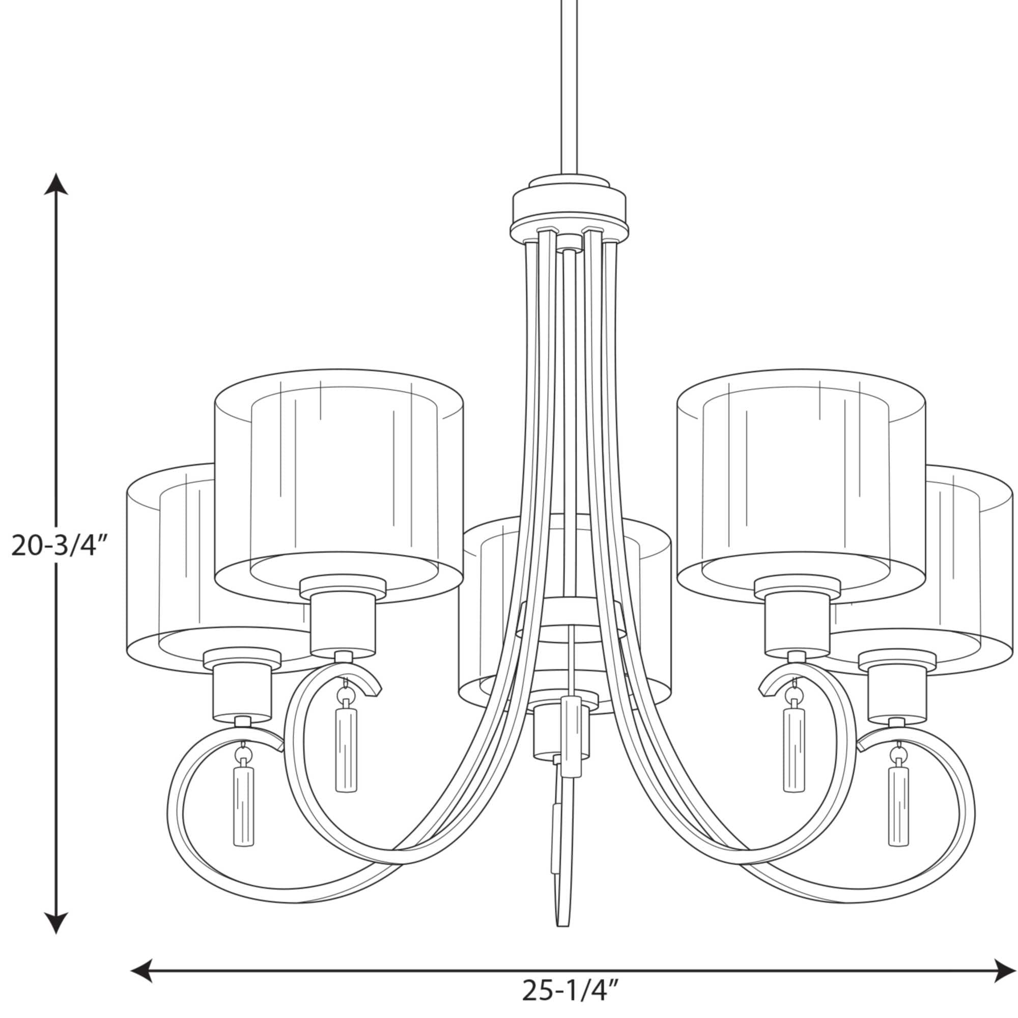 Brushed Nickel 5-Light Chandelier with Sheer Mylar Shade