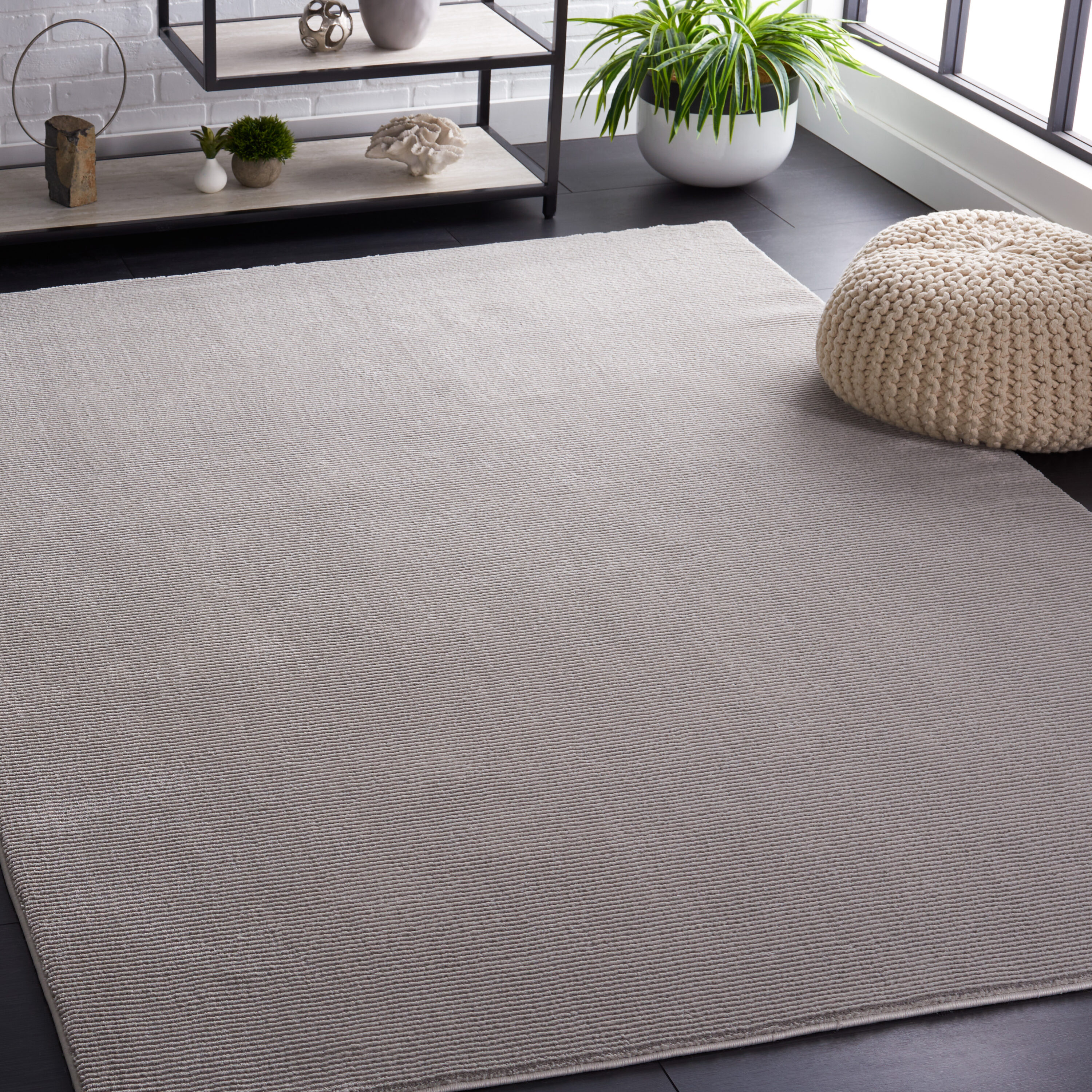 Revive 8 x 10 (ft) Loomed Polyester Grey Rectangular Indoor Solid Spot Clean Only Area rug