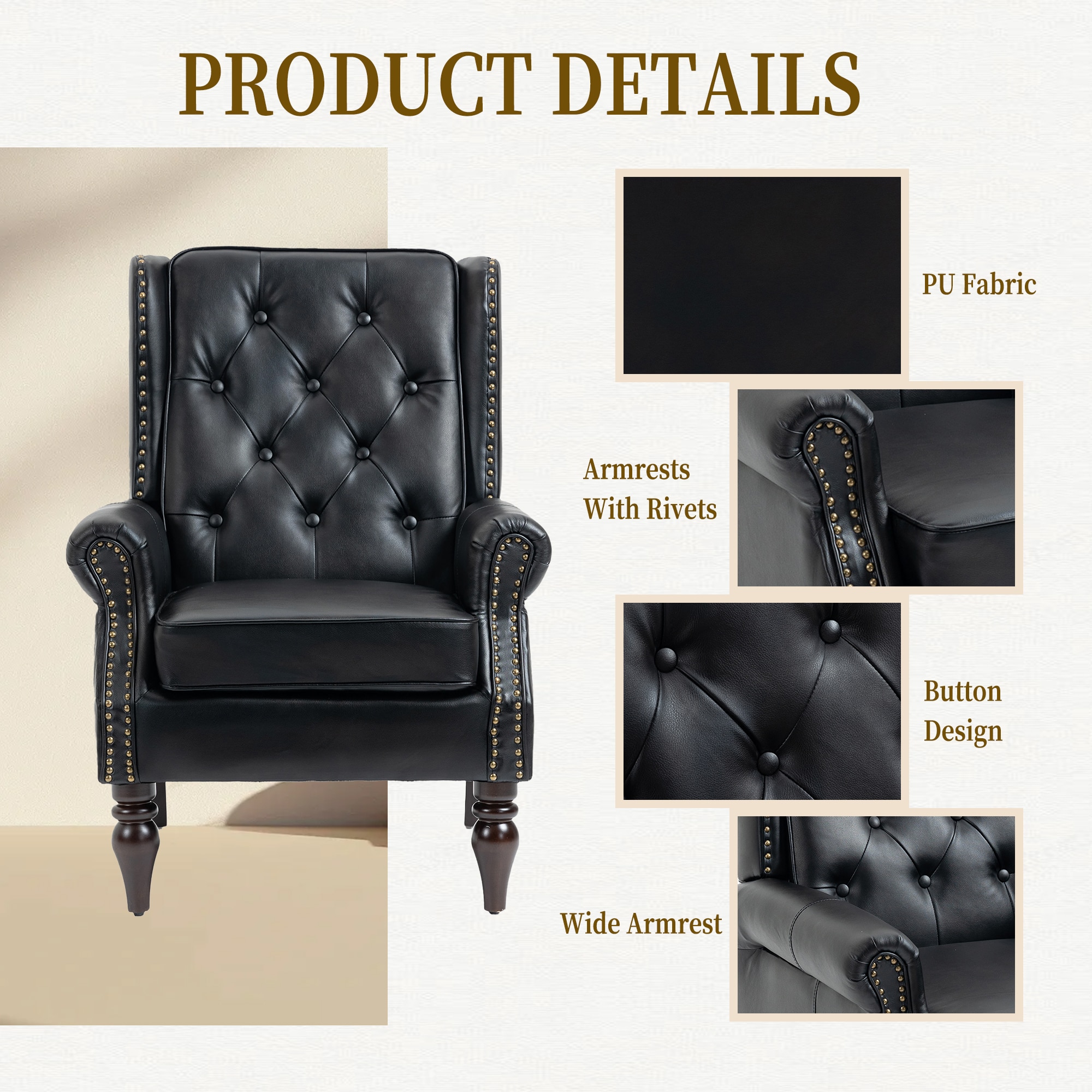 LUXEYARD Wood Frame Armchair Modern Accent Chair Lounge Chair with ...