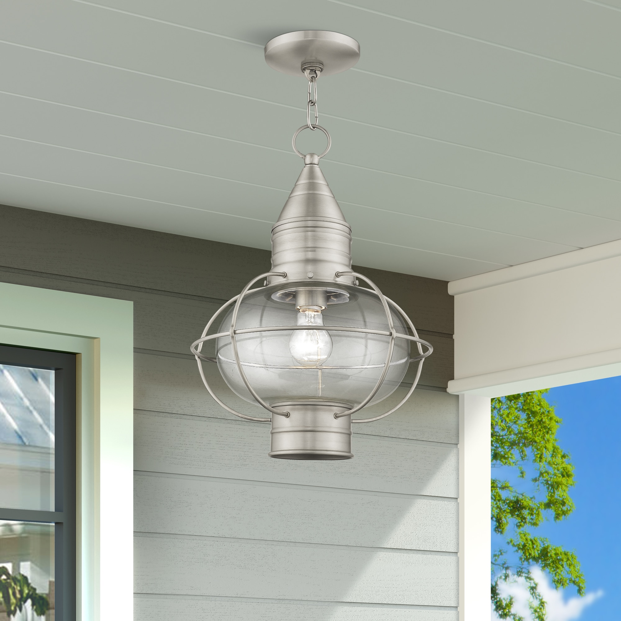 Brushed Nickel Globe Pendant Light with Clear Glass Shade