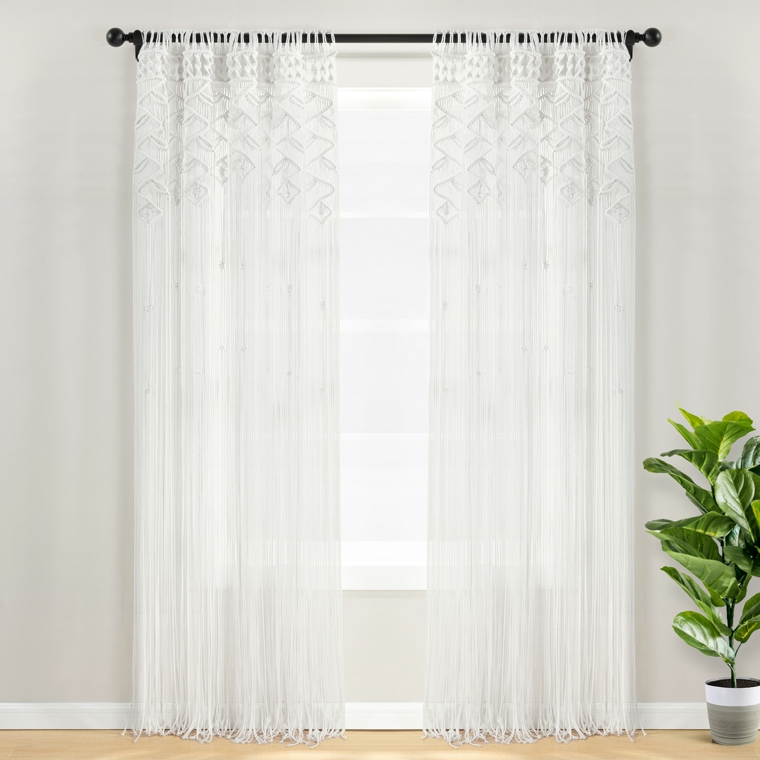 Lush Decor 21T011699 84-Inches White Sheer Rod pocket Single curtain panel