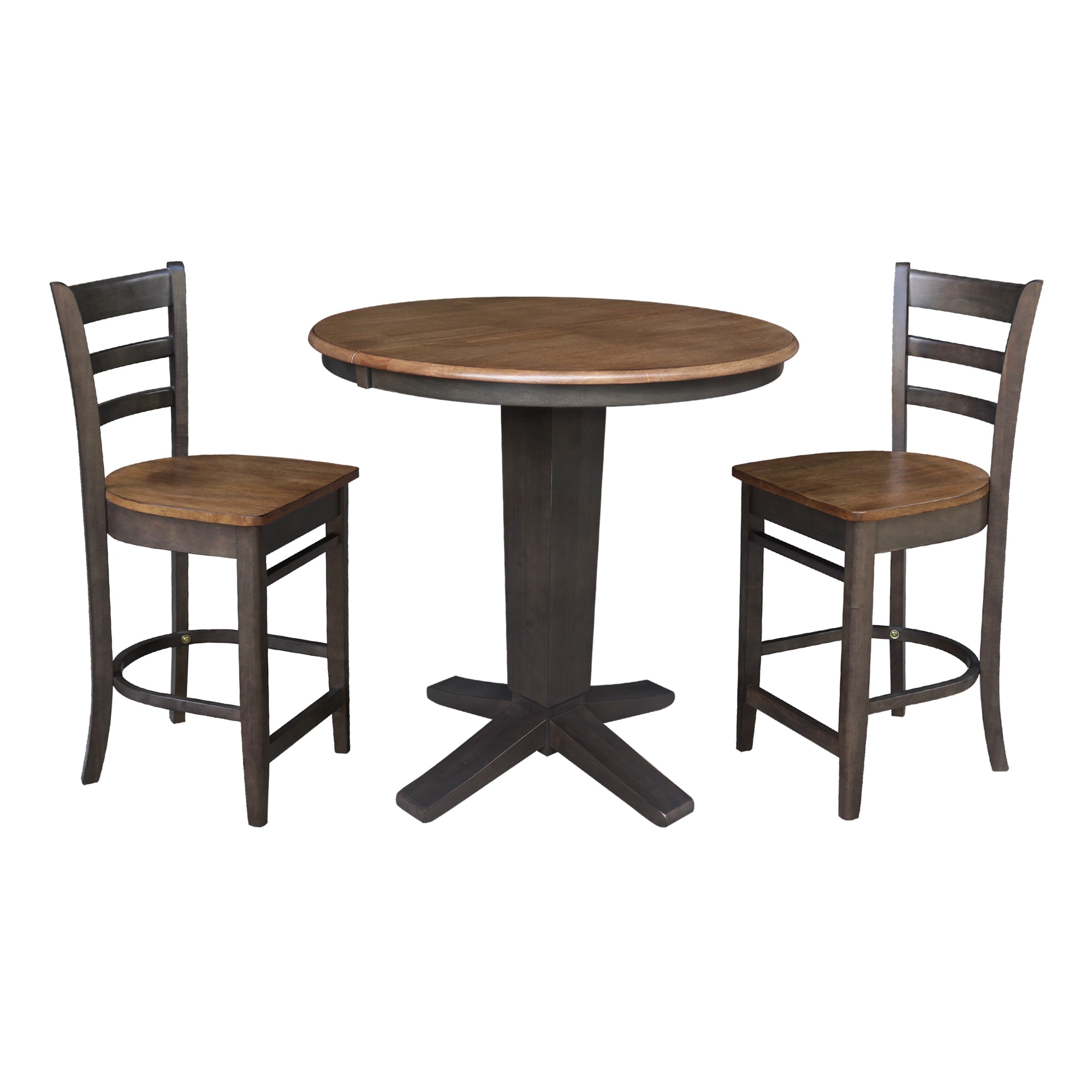 International Concepts K45-36RXT-23-S6172-2 Hickory/Washed Coal Traditional Dining Room Set with Round Table ( Seats 4 )