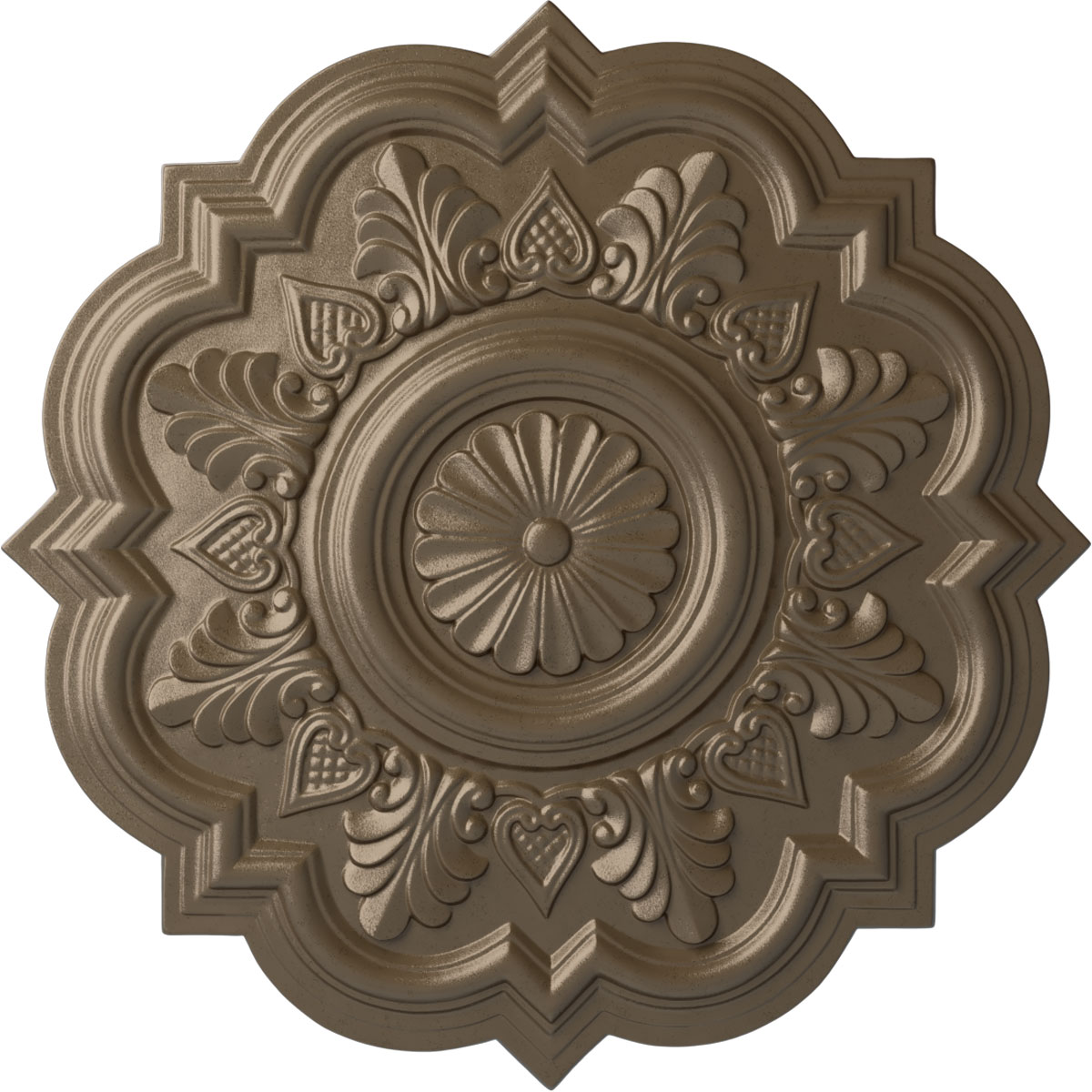 Ekena Millwork CM20DRWSS Deria 20.25-in W x 20.25-in L Painted Warm Silver Polyurethane Whole Ceiling Medallion