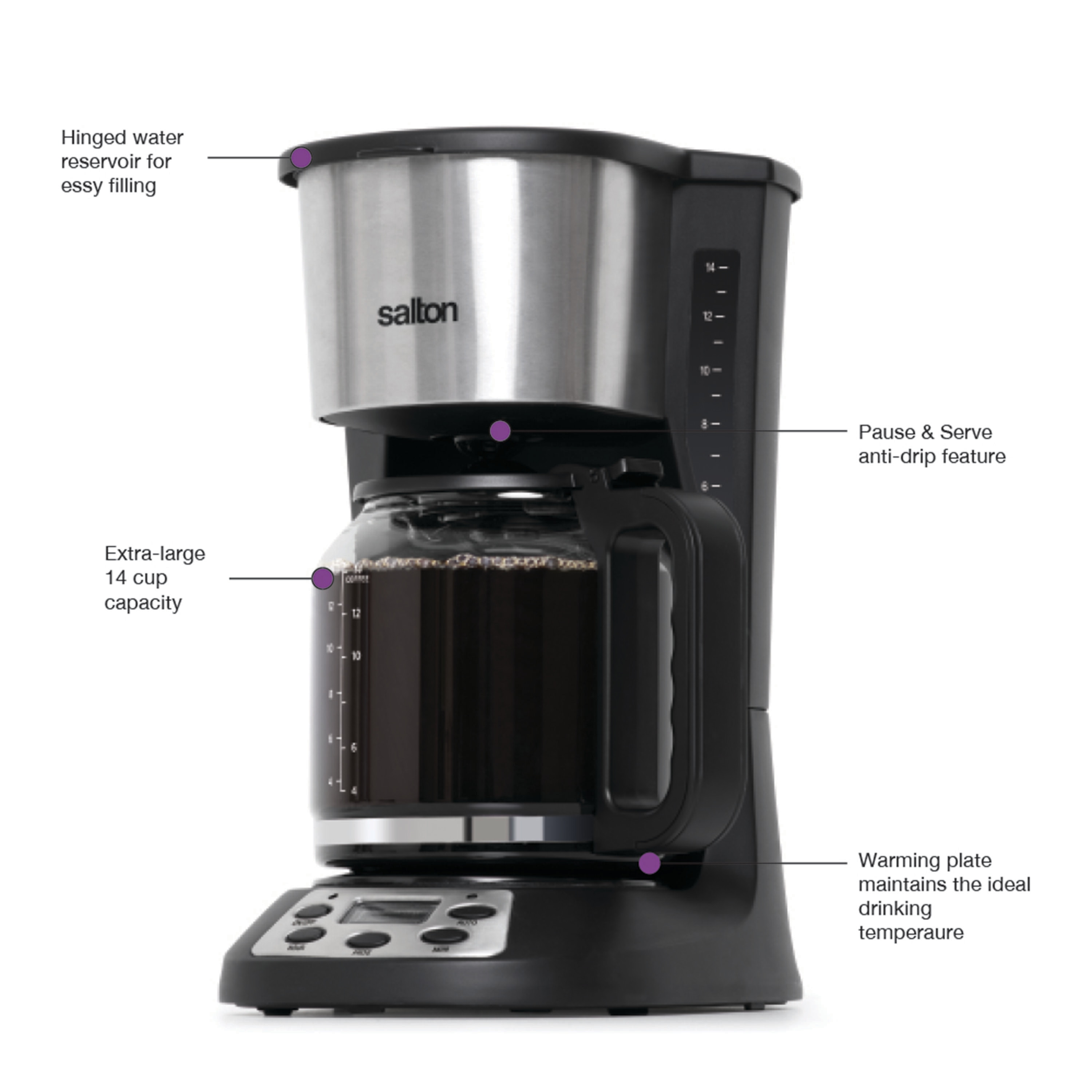Salton 14-Cup Black Residential Coffee Maker in the Coffee Makers