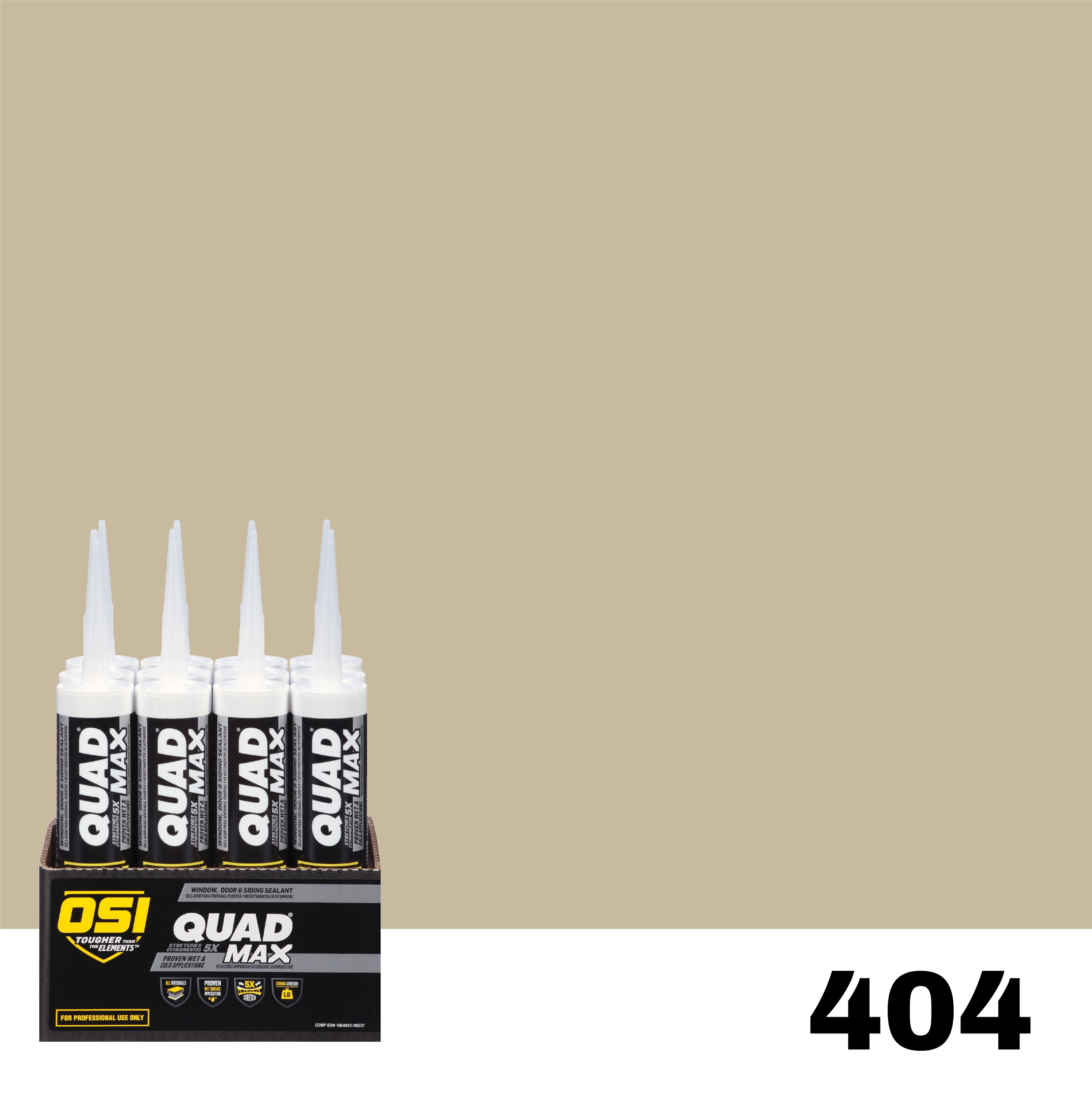OSI 1869369 Quad Max 12 -Pack 9.5-oz Window door Beige 404 Paintable Advanced Sealant Caulk