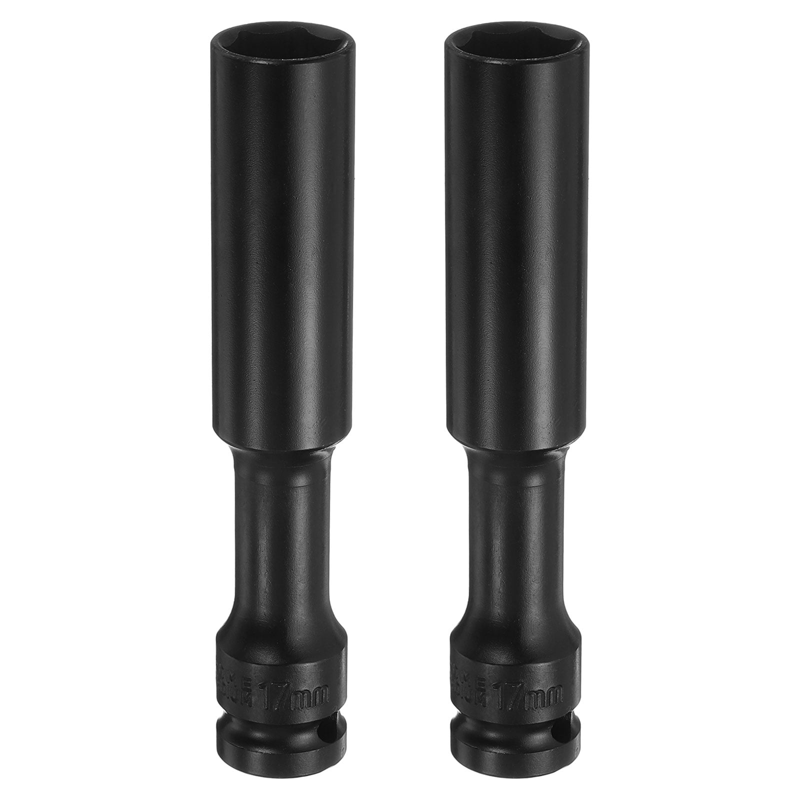Harfington 2pcs Deep Thin Wall Impact Socket 17mm Metric 6 Point Socket 1/2 Inch Square Drive 5 Inch Extra Long Phosphated CR-V Steel Industrial Grade Spindle Axle Nut Socket Black #S26050800UX6264
