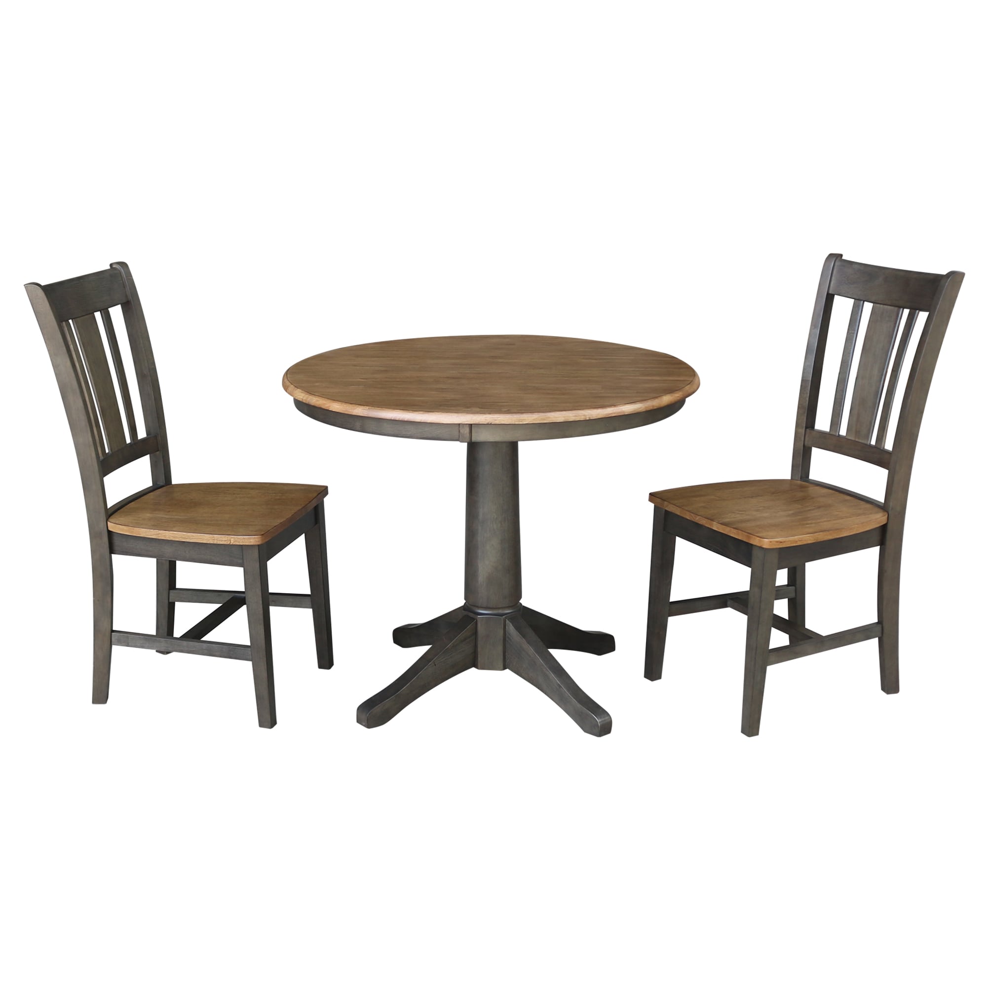 International Concepts K45-36RT-27B-C10-2 Hickory/washed coal Casual Dining Room Set with Round Table ( Seats 2 )