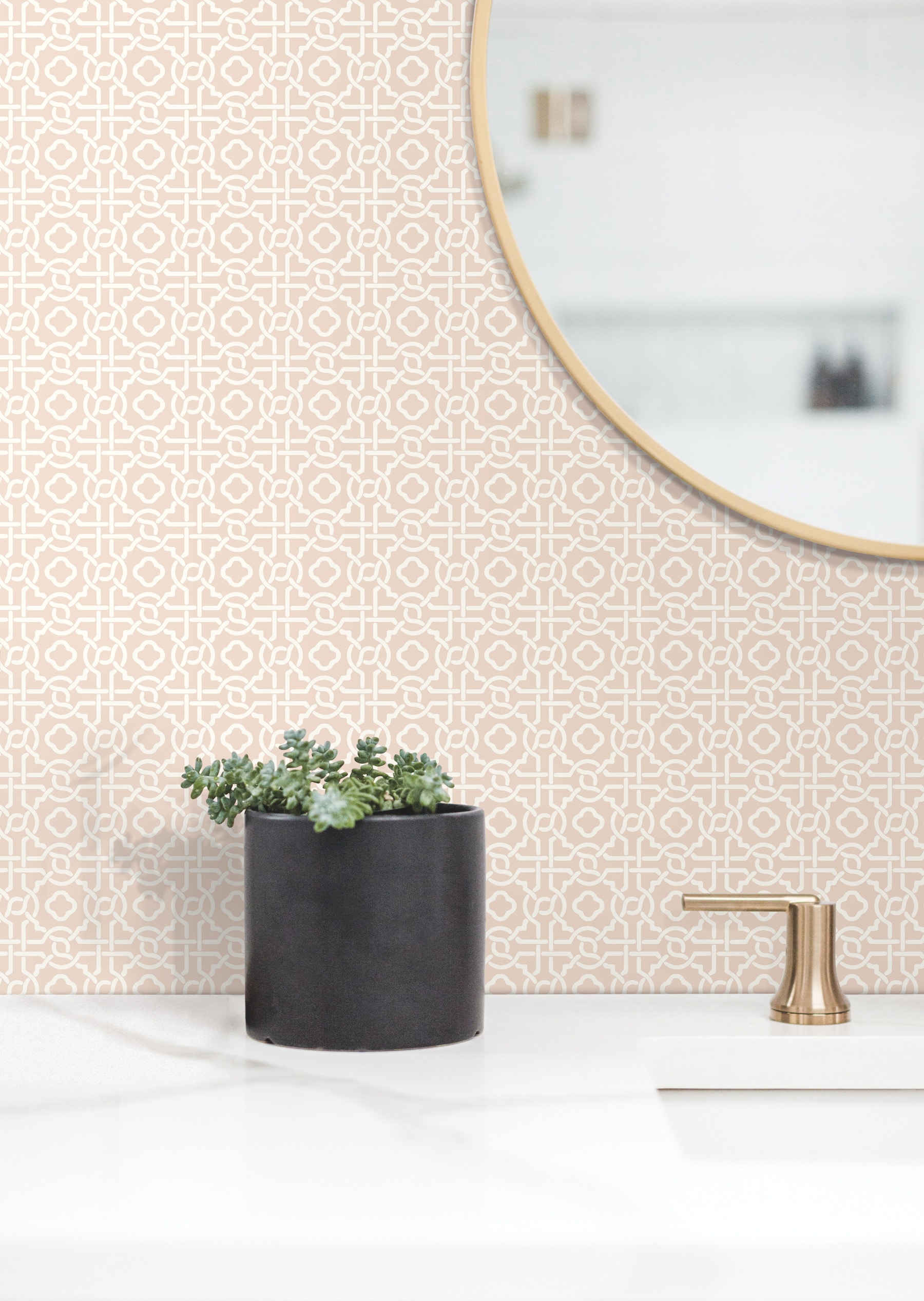 York Wallcoverings SS2600 Silhouettes 60.8-Sq. Feet Pink Non-woven Geometric Prepasted Water Activated Paste Wallpaper