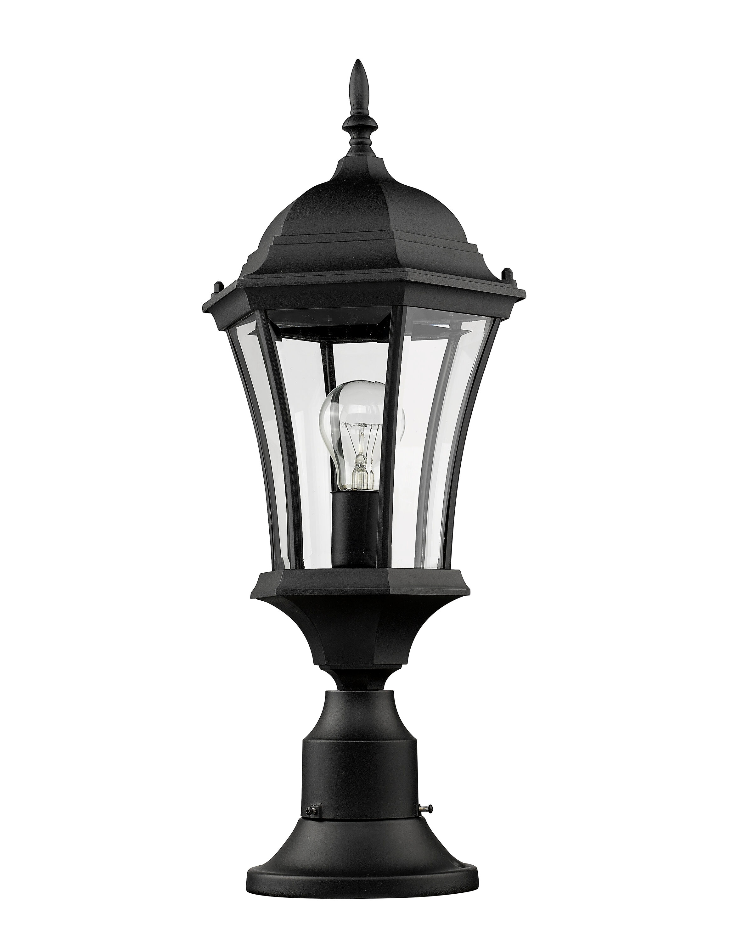 Black Aluminum Traditional Outdoor Pier Mount Light with Clear Glass