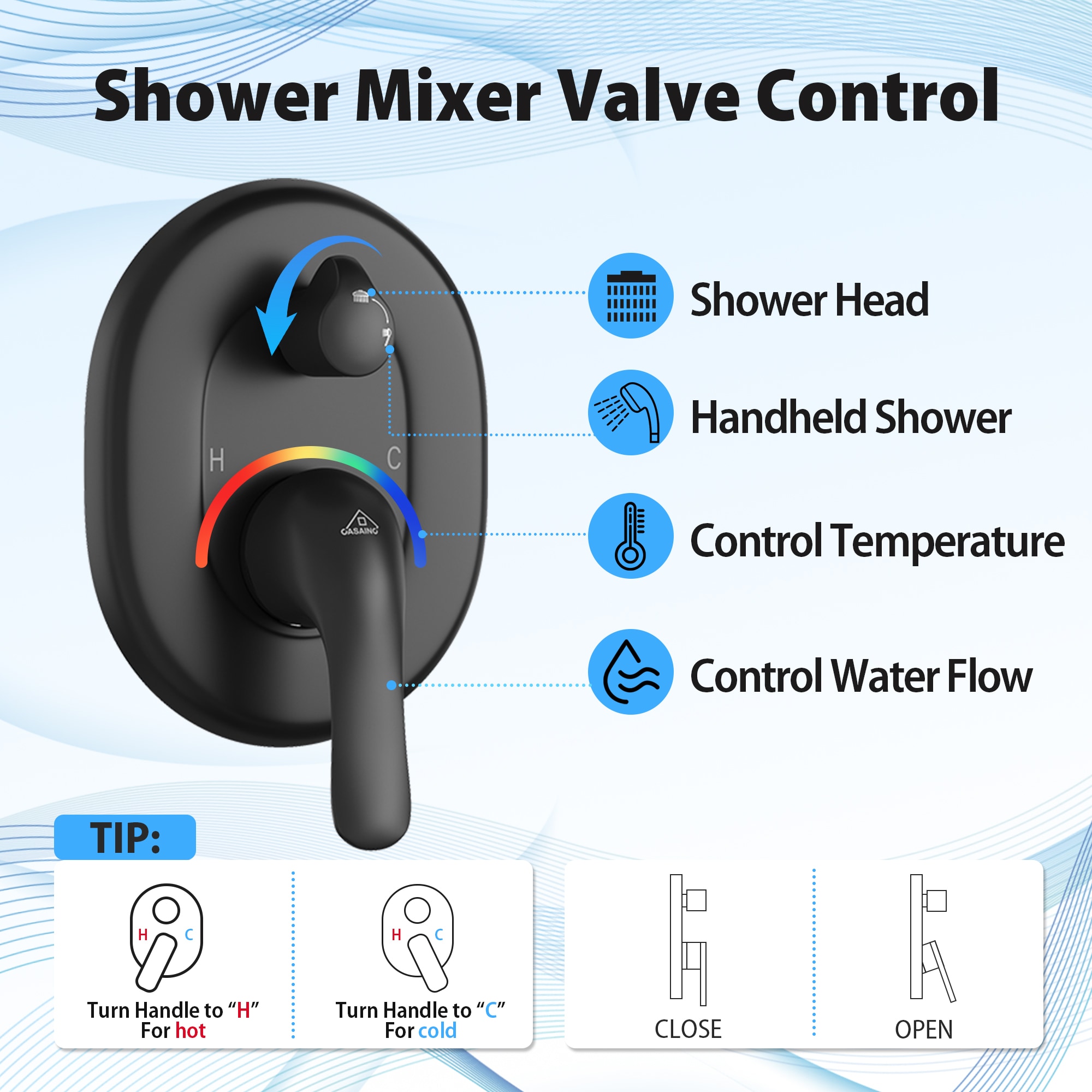 CASAINC CS3602-16BG Showerhead-Bar-Panels - View #7