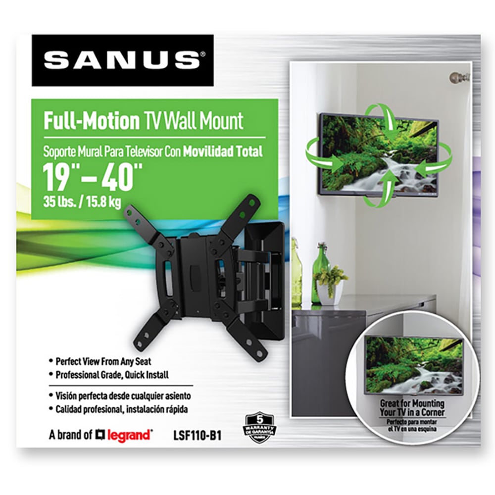 halv otte afsked universitetsområde Sanus 19 to 40-in Full Motion Indoor Wall TV Mount Fits TVs up to 40-in  (Hardware Included) in the TV Mounts department at Lowes.com