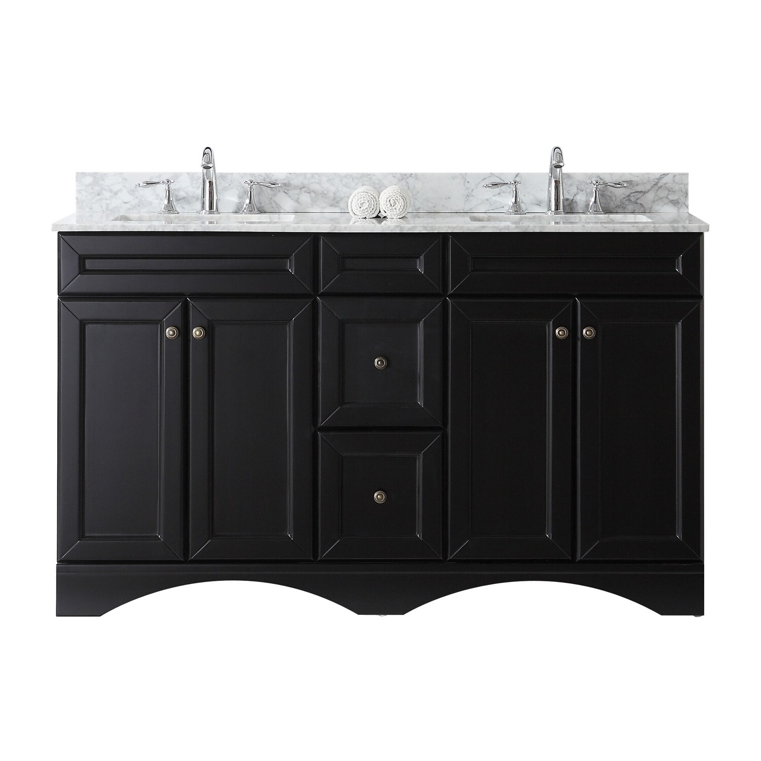 Virtu USA ED-25060-WMSQ-ES-NM Talisa 60-in Espresso Undermount Double Sink Bathroom Vanity with Italian Carrara White Marble Top