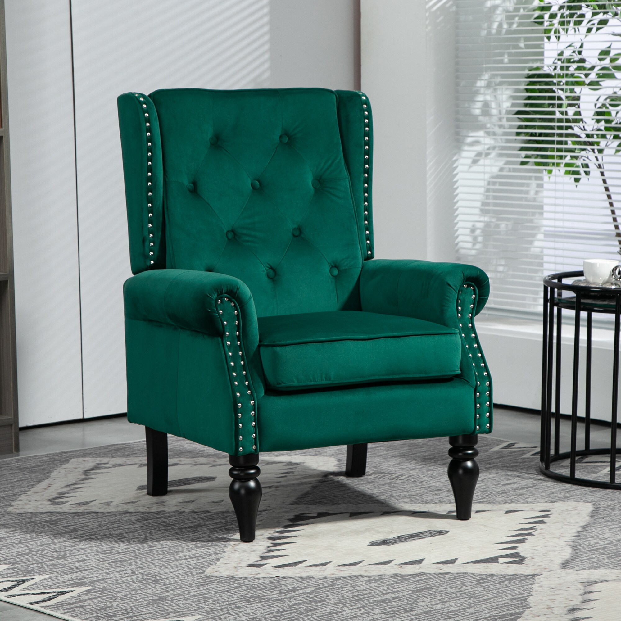 prilinex W395P188081 Modern Green Velvet Accent Chair