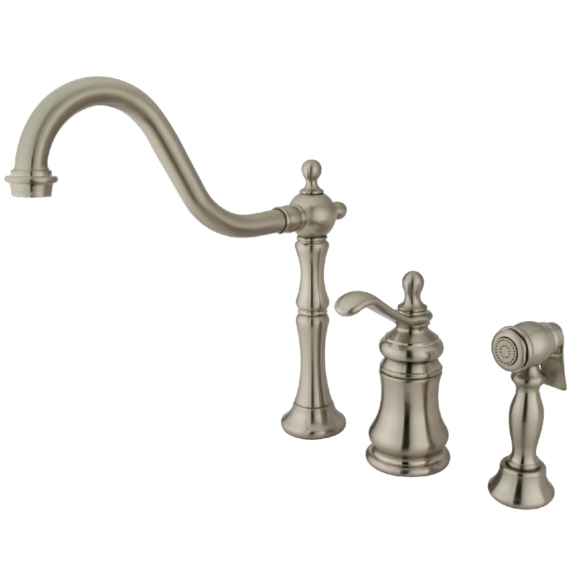 Templeton Brushed Nickel Single Handle Kitchen Faucet with Sprayer (Side Spray Included) | - Kingston Brass WLKS7808TPLBS