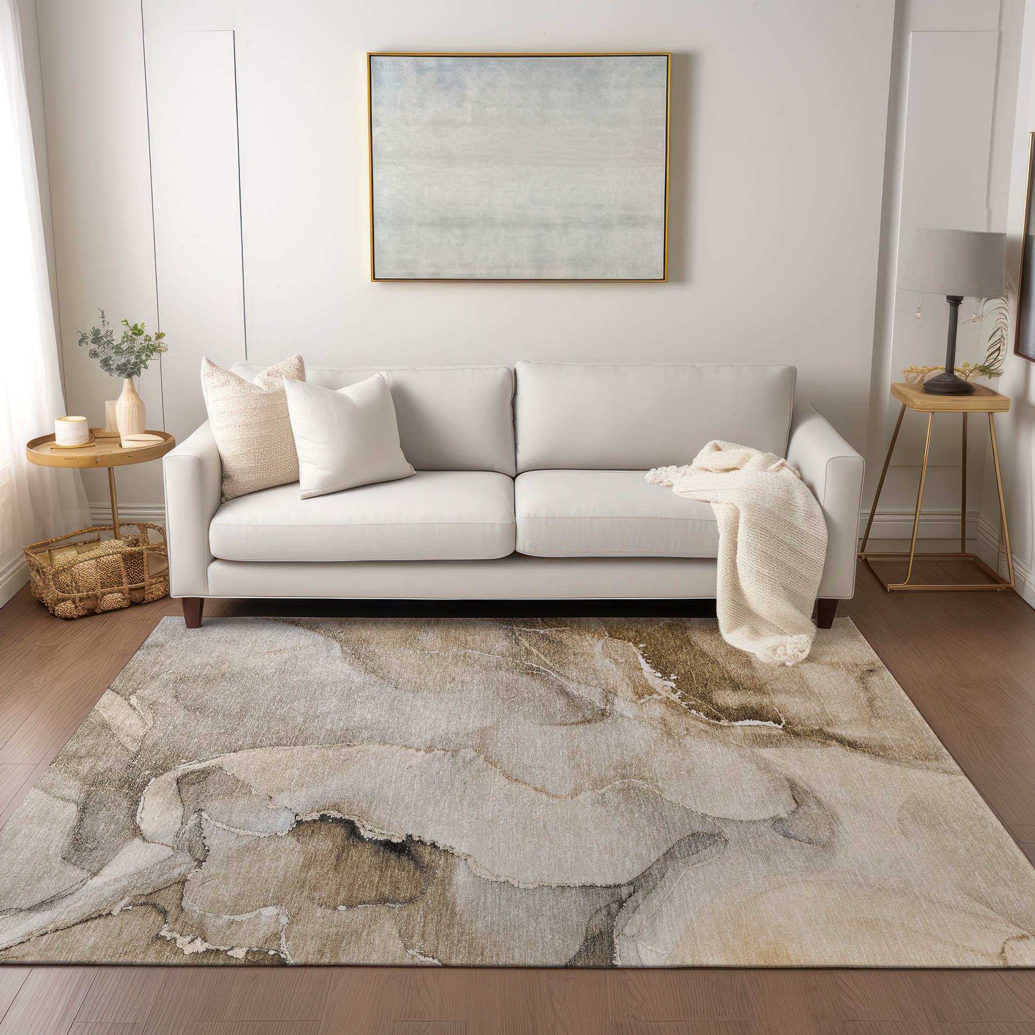 Addison Rugs ACN521BG8X10 Chantille ACN521BG 8 x 10 (ft) Polyester Beige Rectangular Indoor/Outdoor Abstract Machine washable Area rug