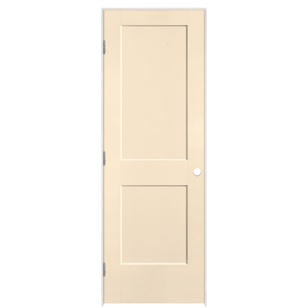Masonite 895965 28-in x 80-in Cream-n-Sugar Solid core 2-panel Right hand Smooth Prefinished Molded composite Flat Jamb Single Prehung Interior Door