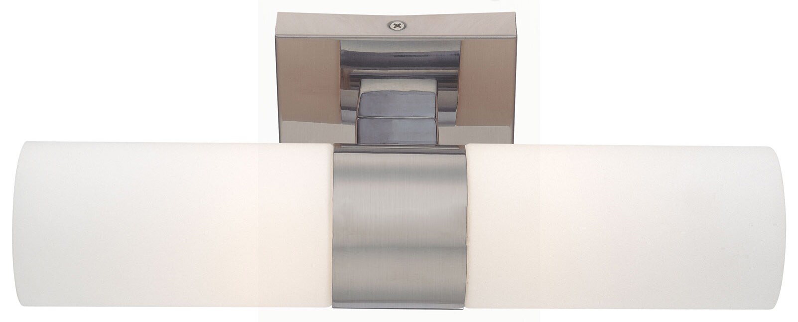Brushed Nickel 2-Light Vanity with Etched Opal Glass Shades