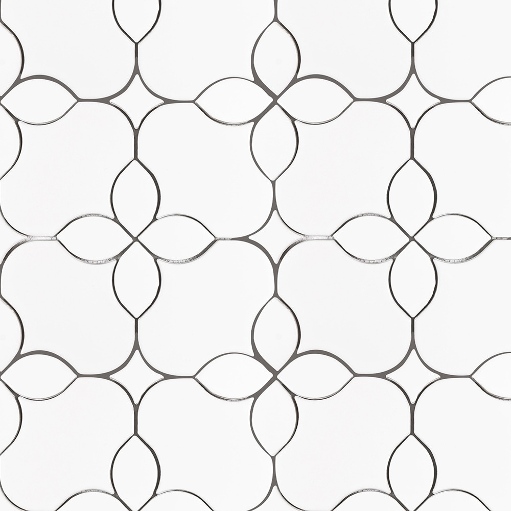 Boutique Ceramic LW091018WJ Waterjet Look White Ceramic Waterjet Look 11-in x 11-in Glazed Ceramic Mosaic Floor and Wall Tile ( 0.668-sq ft Piece )
