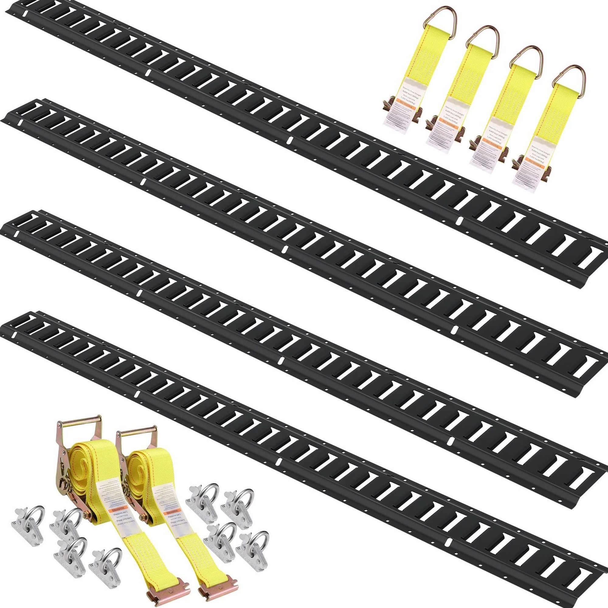 Wudkey 5 ft 18 Piece Steel Black E Track Tie Down Rail Kit