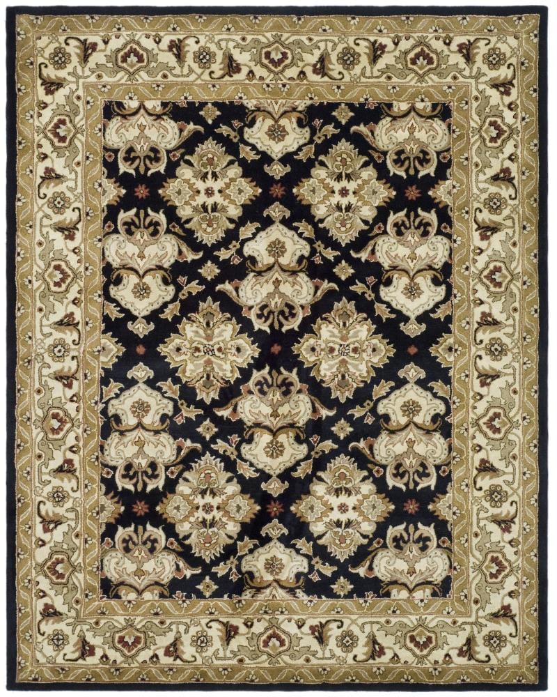 Safavieh HG817A-6 Heritage Deloy 6 x 9 (ft) Tufted Wool Black/Ivory Rectangular Indoor Floral/Botanical Oriental Area rug
