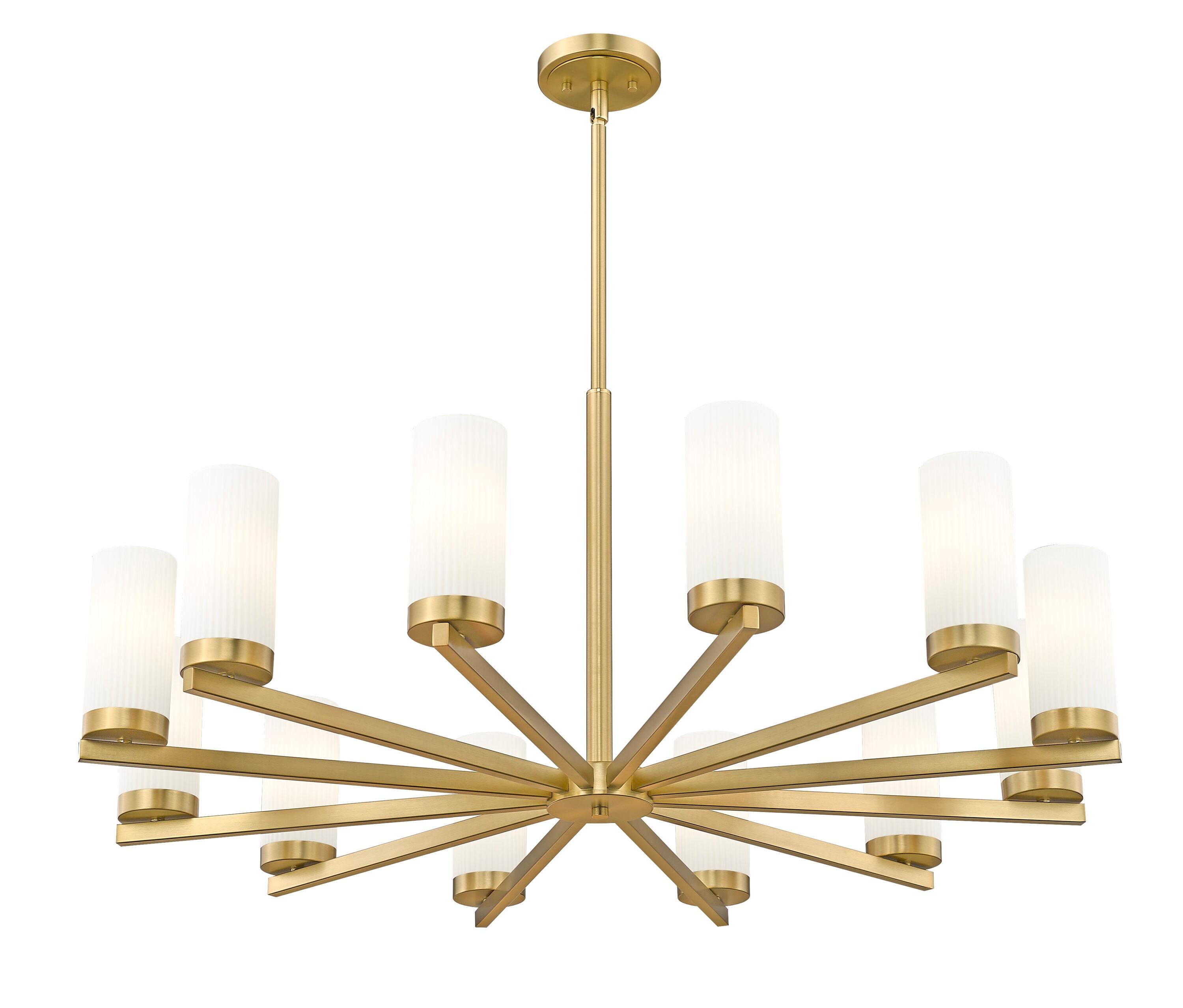 Modern Gold 12-Light Chandelier with Frosted Glass Shades