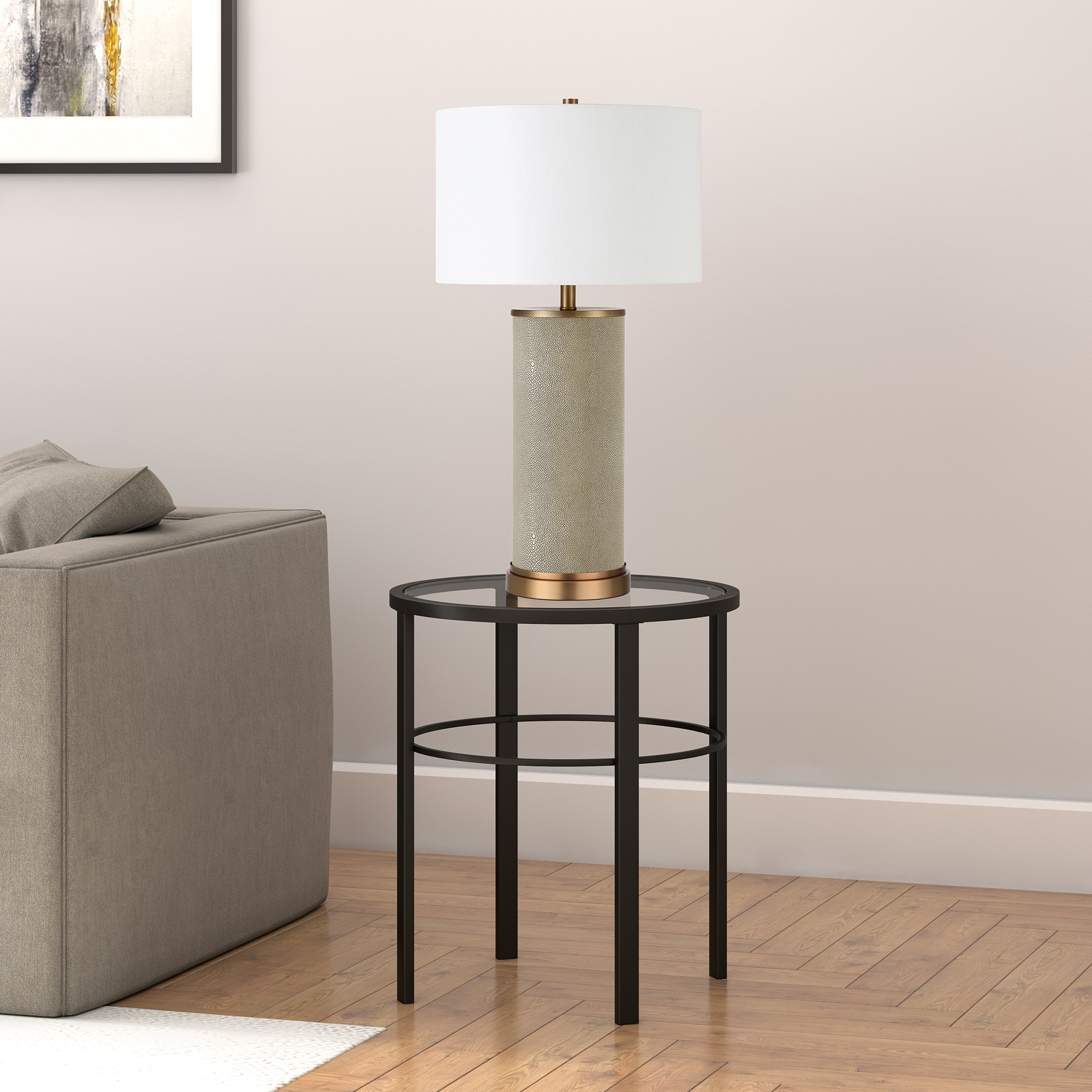 Hailey Home Grace 2500-in Gold Table Lamp with Fabric Shade at Lowes.com