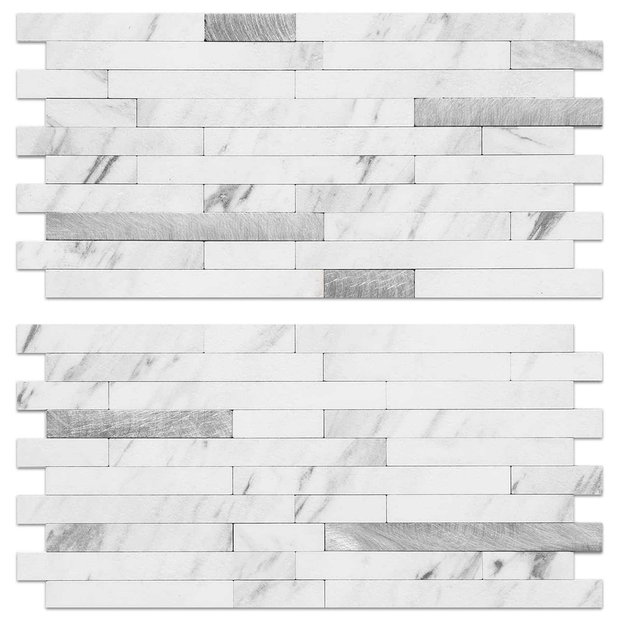 Angel Sar 20 Pack White Marble Peel and Stick Backsplash Wall Tiles PVC Faux Stone Stick on for Kitchen #L2FHA826WT13
