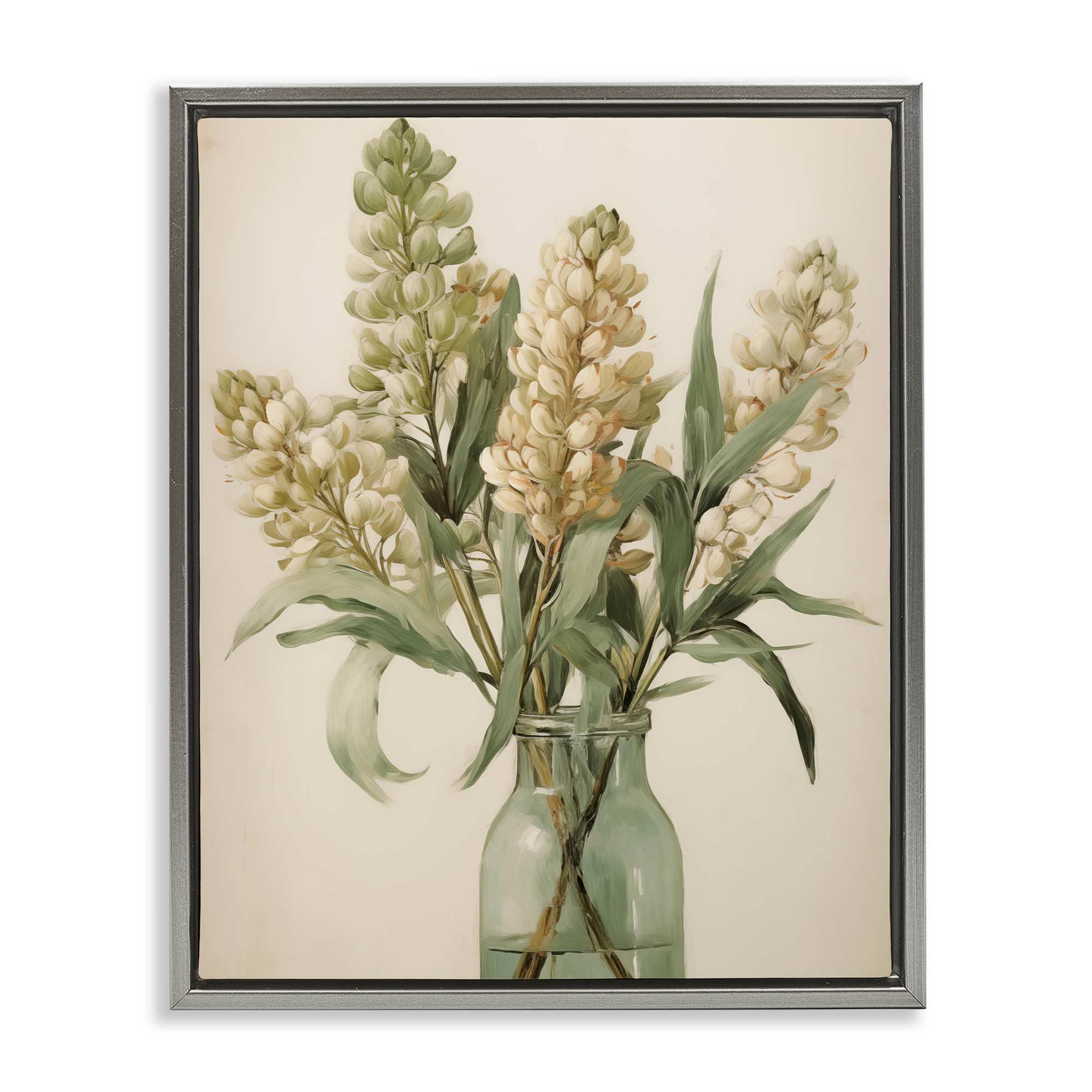 Stupell Industries BT-755-FFL-24X30 Country Botanicals in Green Jar Gray Framed Floater Canvas Wall Art By Arlington Prints 25 x 31