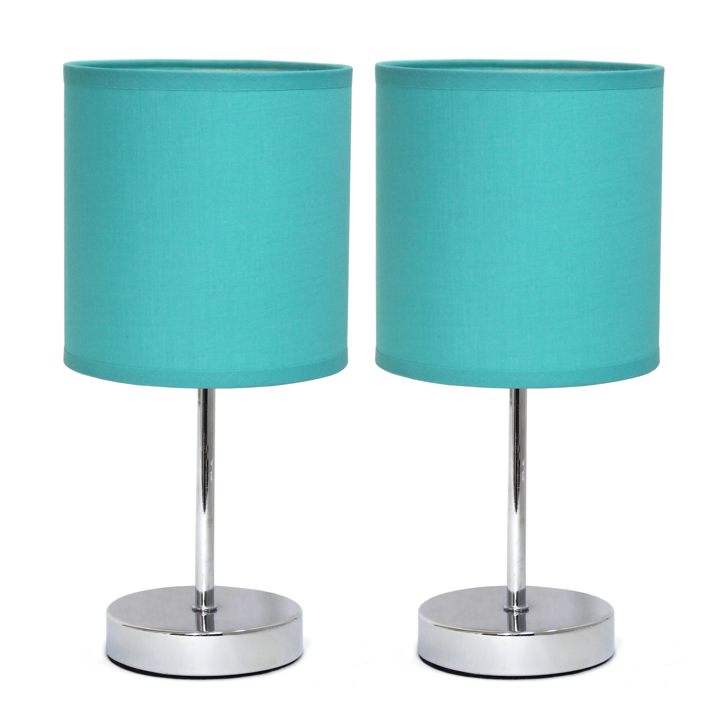 Creekwood Home CWT-2003-BL-2PK Nauru 11.81-in Blue LED Rotary socket Table Lamp with Fabric Shade 2 -Set