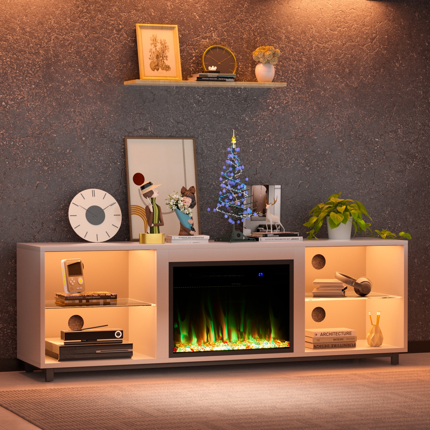 AOXUN H21017WH-MBT+H20024 Electric-Fireplaces - View #3