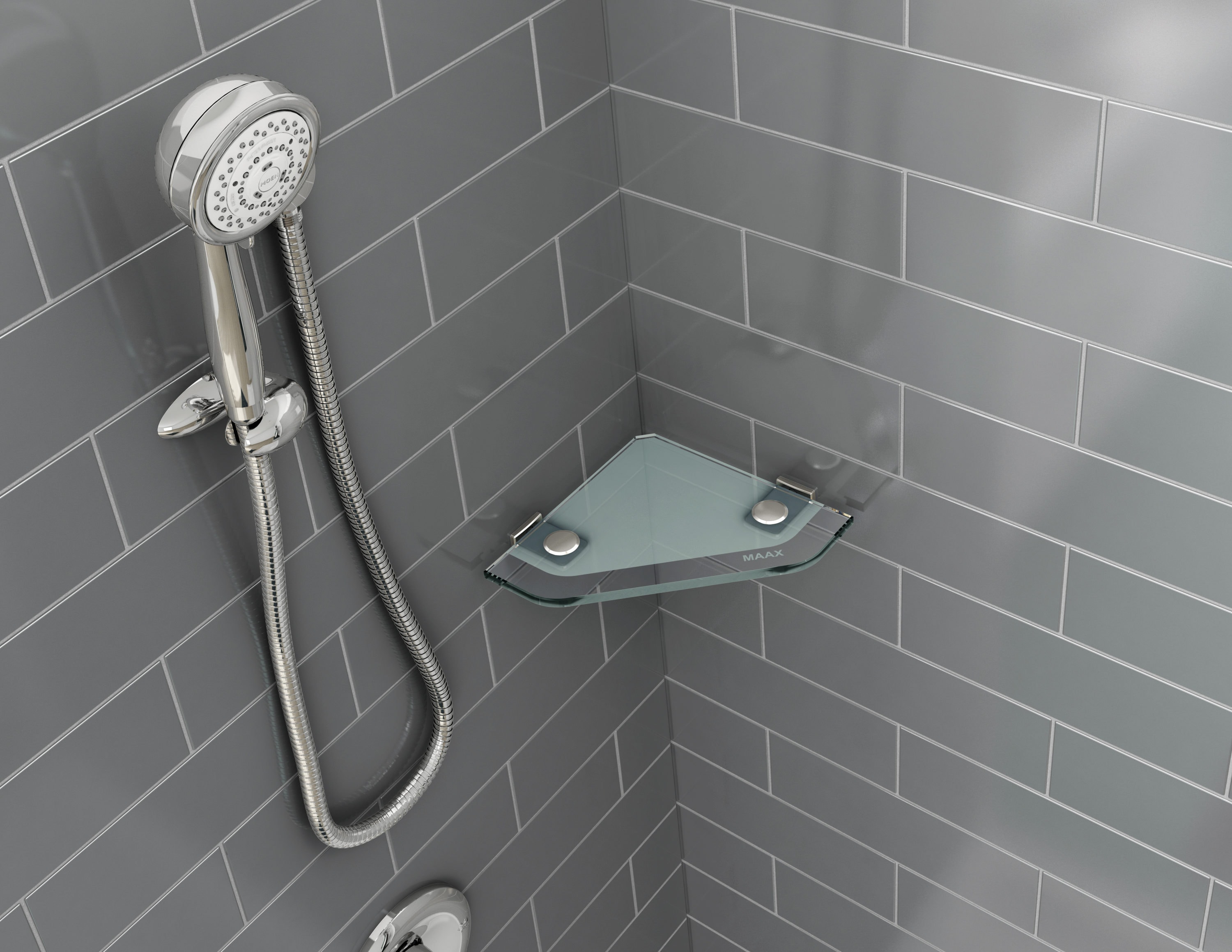 8 Polished White Ceramic Corner Shelf Elegant Shower Shelf with a Drain  Hole (Two sided Tapes Included)