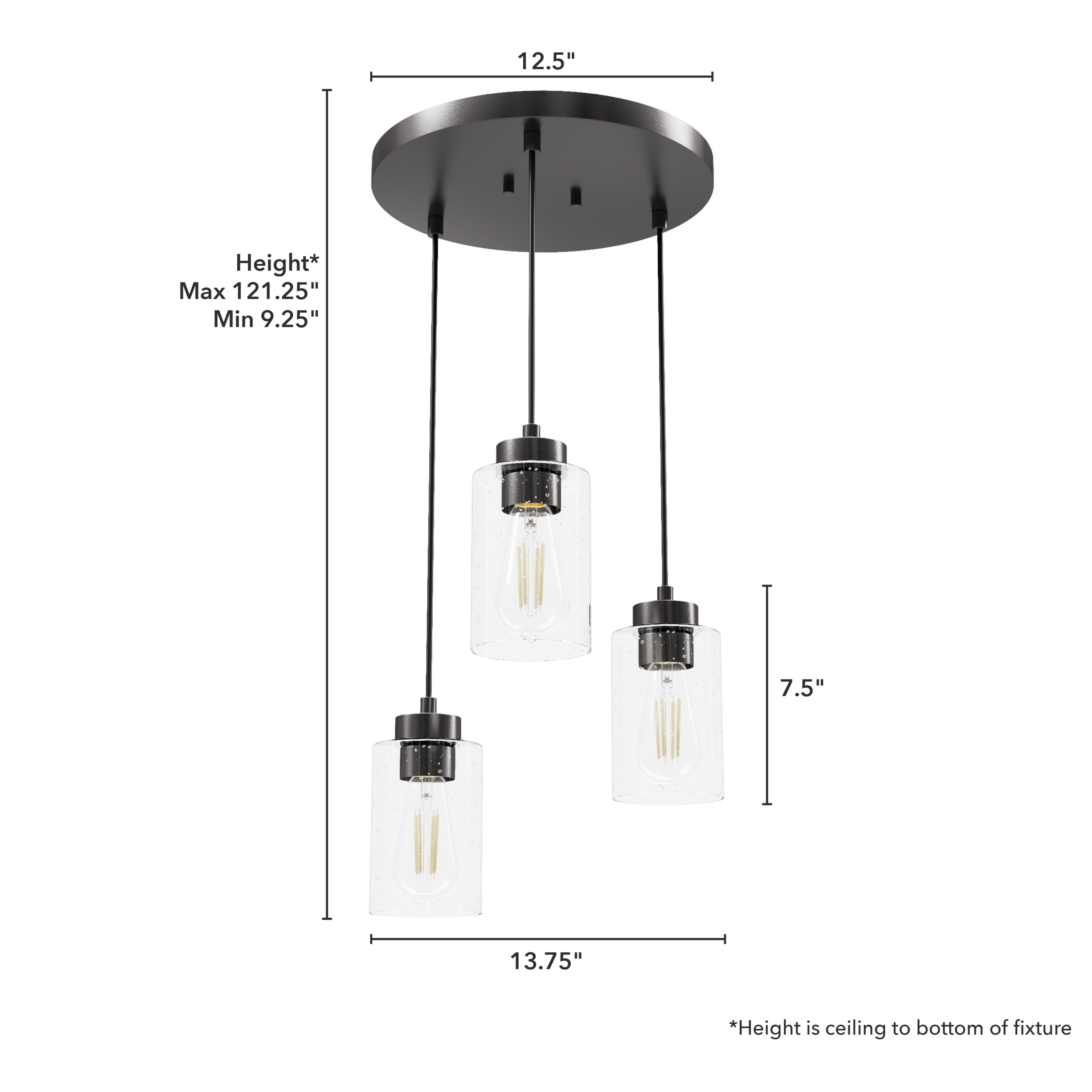 Hunter Hartland 3-Light Noble Bronze Transitional LED Dry Rated ...