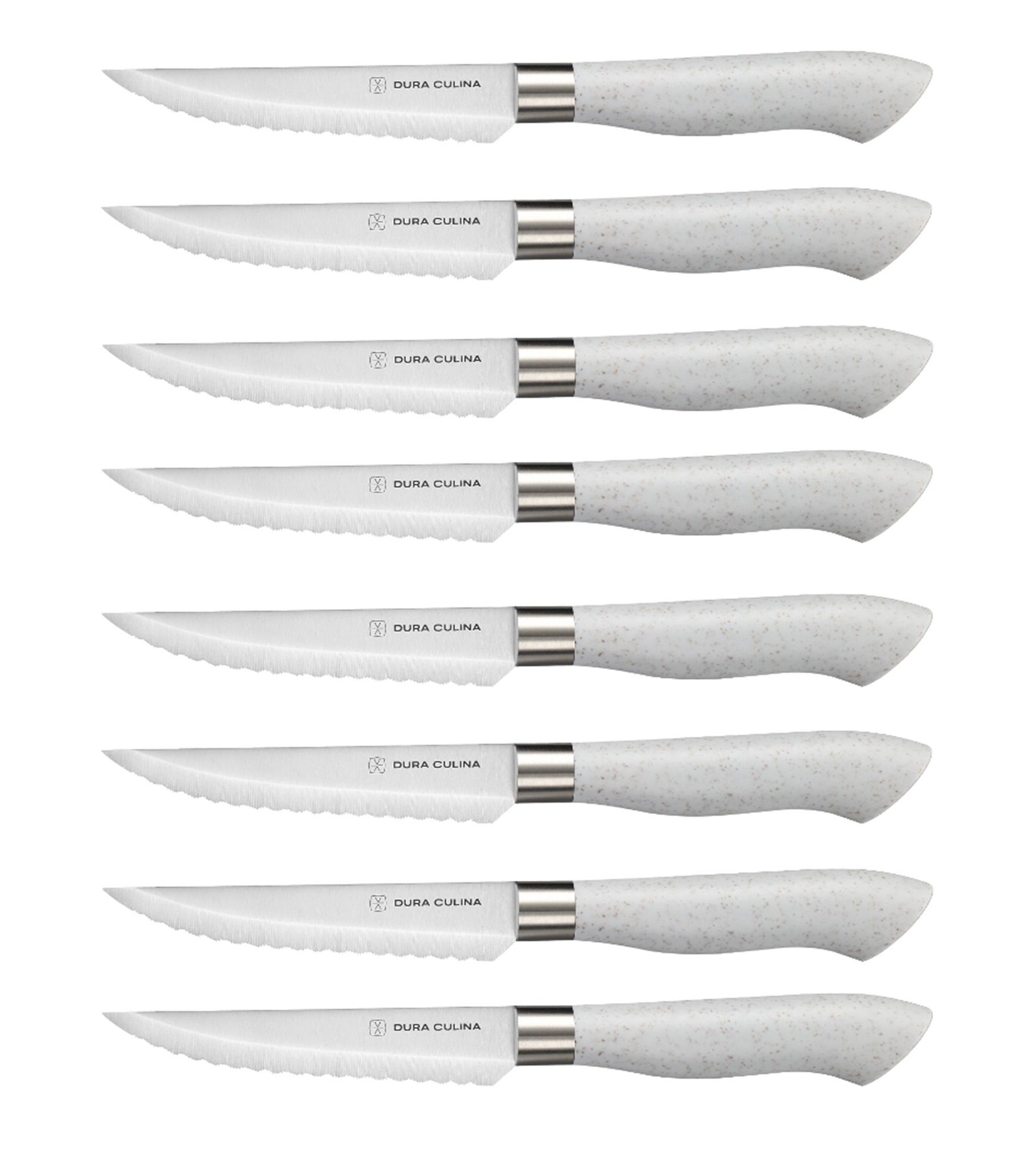 Dura Living  Eco-Cut Collection Knife Set with Blade Guards - 8 Piece Steak Knives Grey