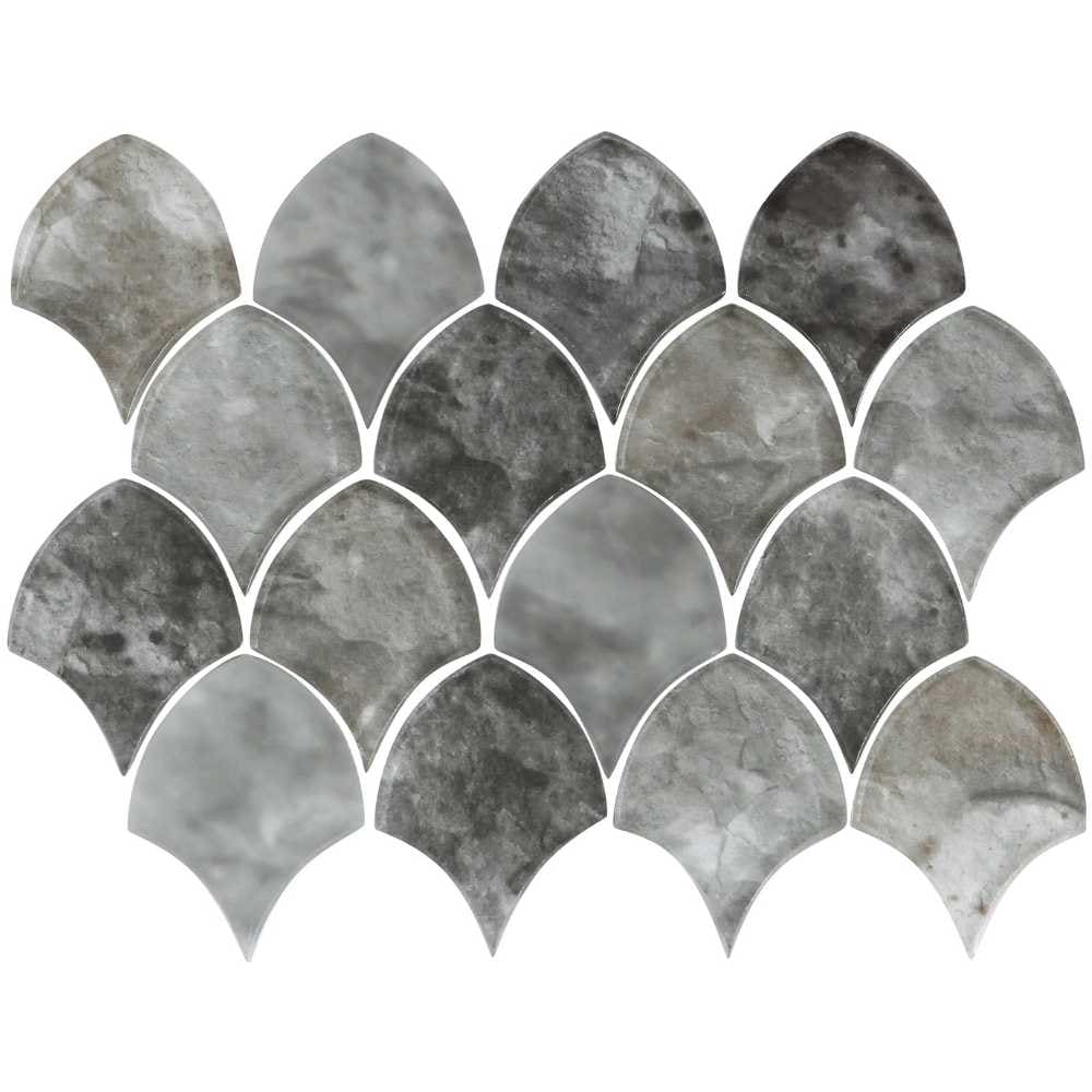 The Tile Life SATLASHELGY Sample - Seashell Gray 4-in x 4-in Frosted Glass Stone look Wall Tile