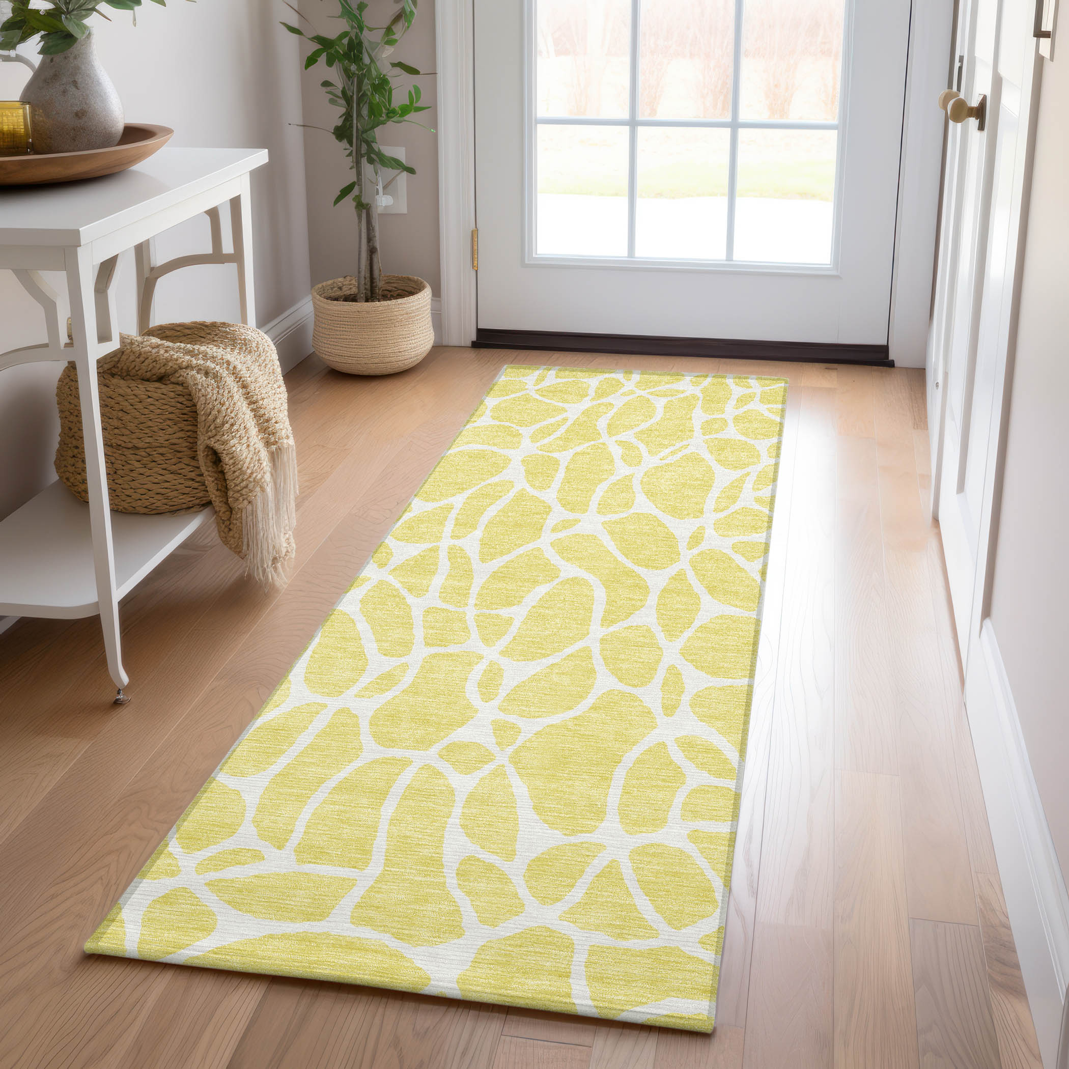 Addison Rugs ACN1024YE2X8 Chantille ACN1024YE 2 x 7 (ft) Polyester Yellow Rectangular Indoor/Outdoor Geometric Machine washable Runner rug