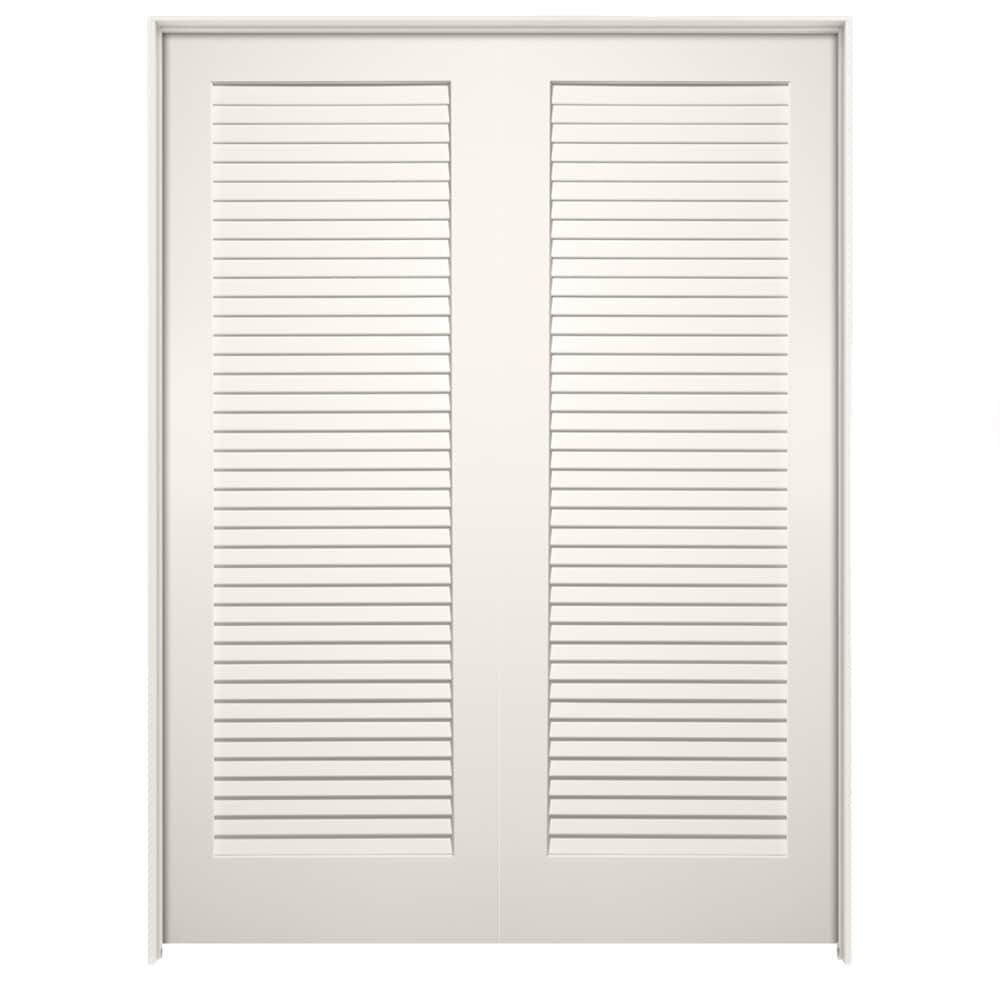 American Building Supply LO965964 48-in x 80-in Primed Solid core 1-panel Reversible/Universal Smooth Primed MDF Flat Jamb Double Prehung Interior Door