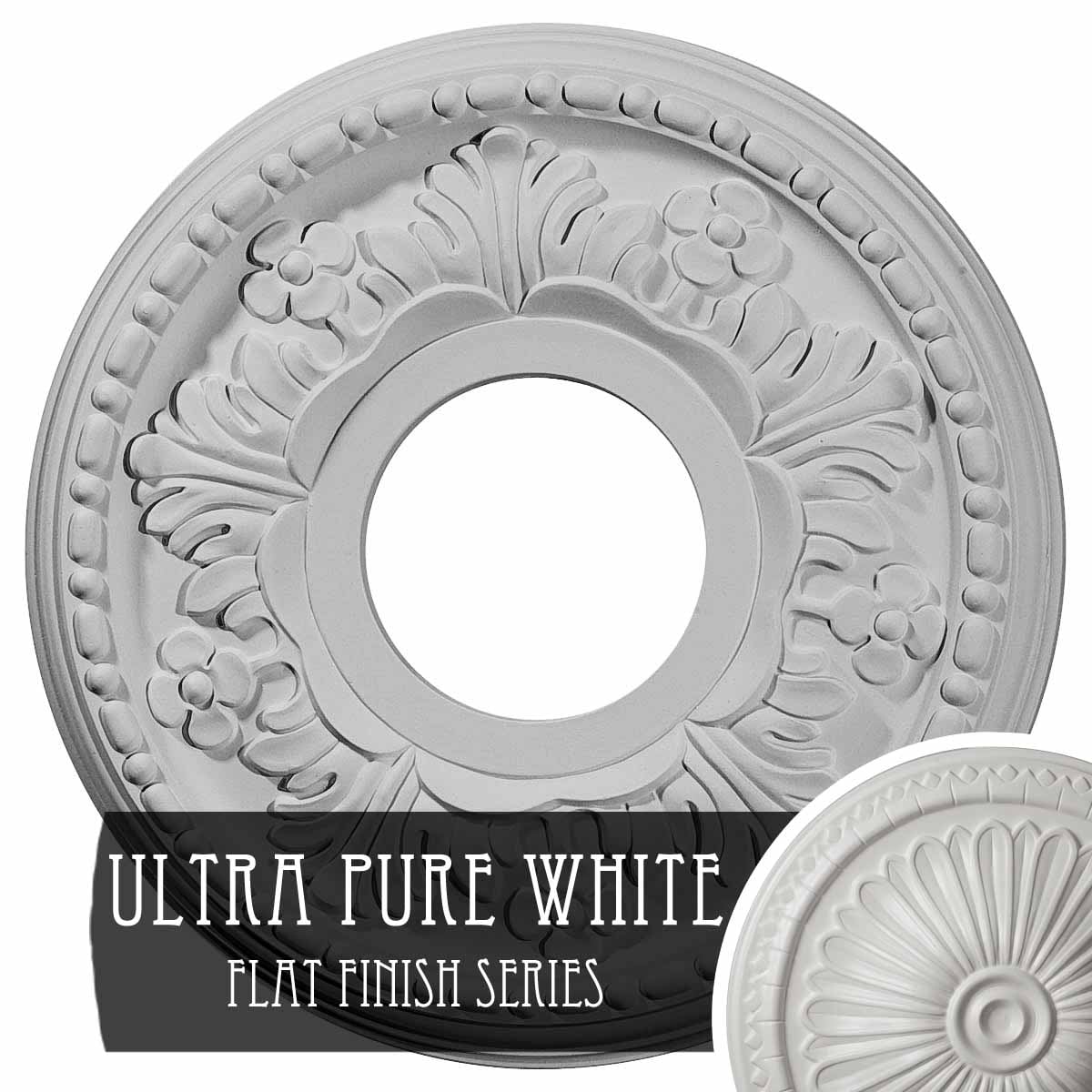 Ekena Millwork CM11HEUWF Helene 11.875-in W x 11.875-in L Painted Ultra Pure White Polyurethane Whole Ceiling Medallion