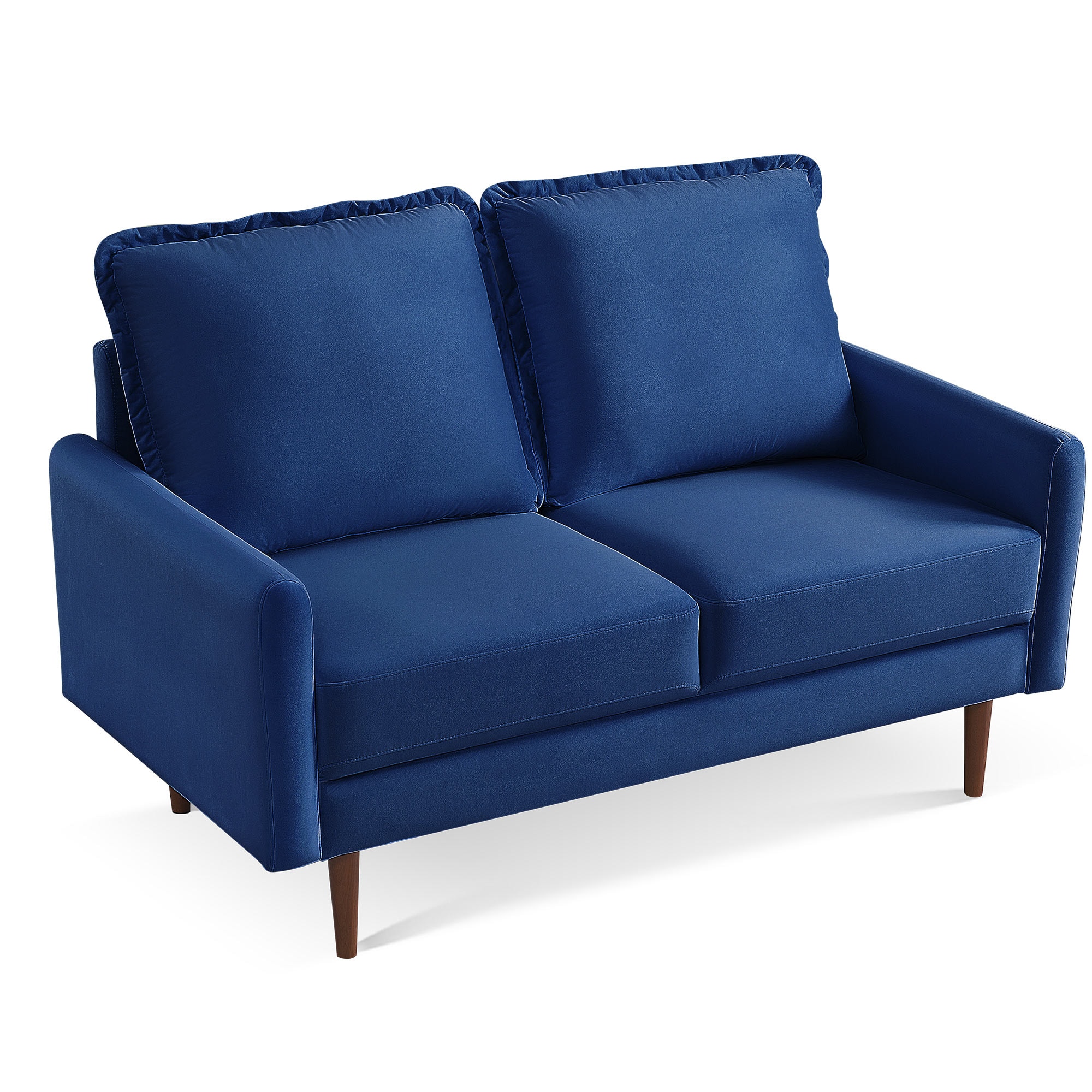 57 Inch Blue Velvet Loveseat with Solid Wood Legs