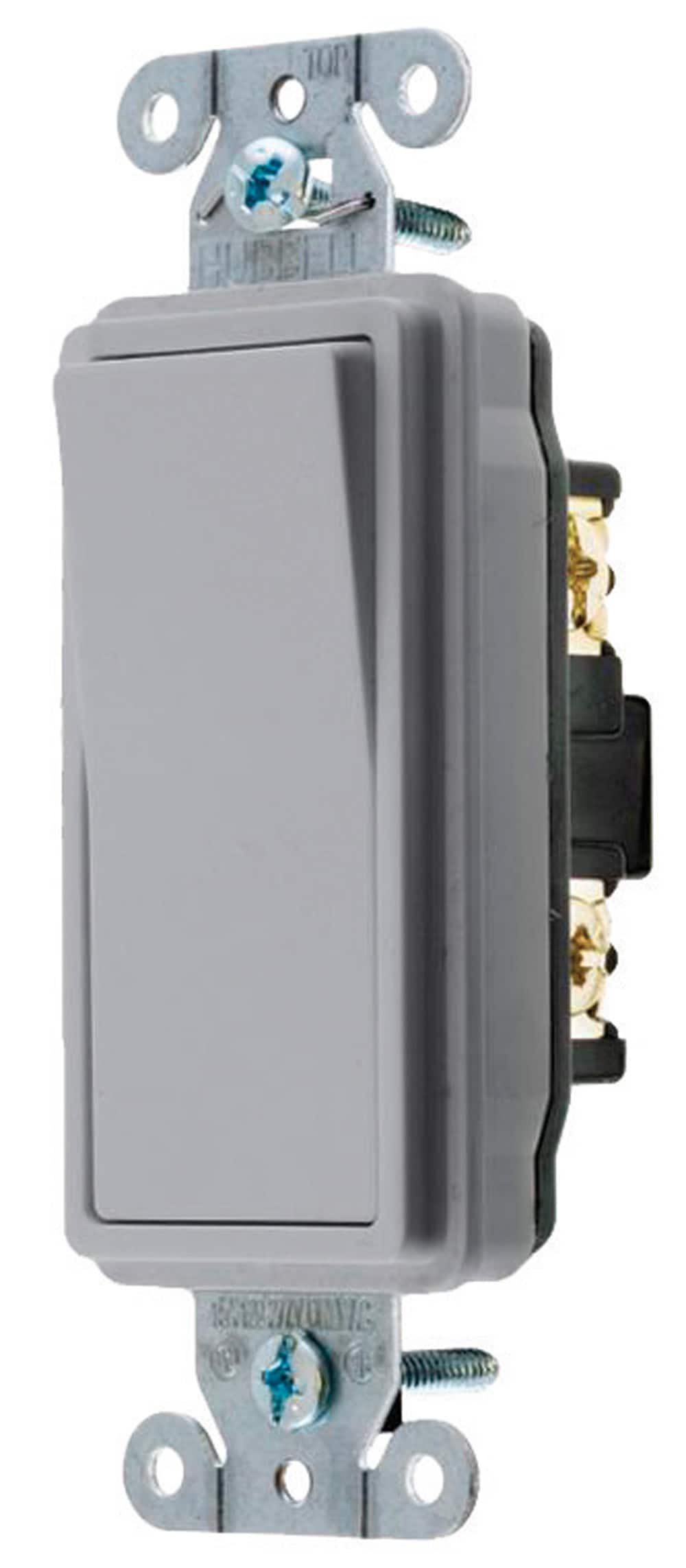 Hubbell DS120GYZ 15/20-Amp Single-Pole Rocker Light Switch, Gray