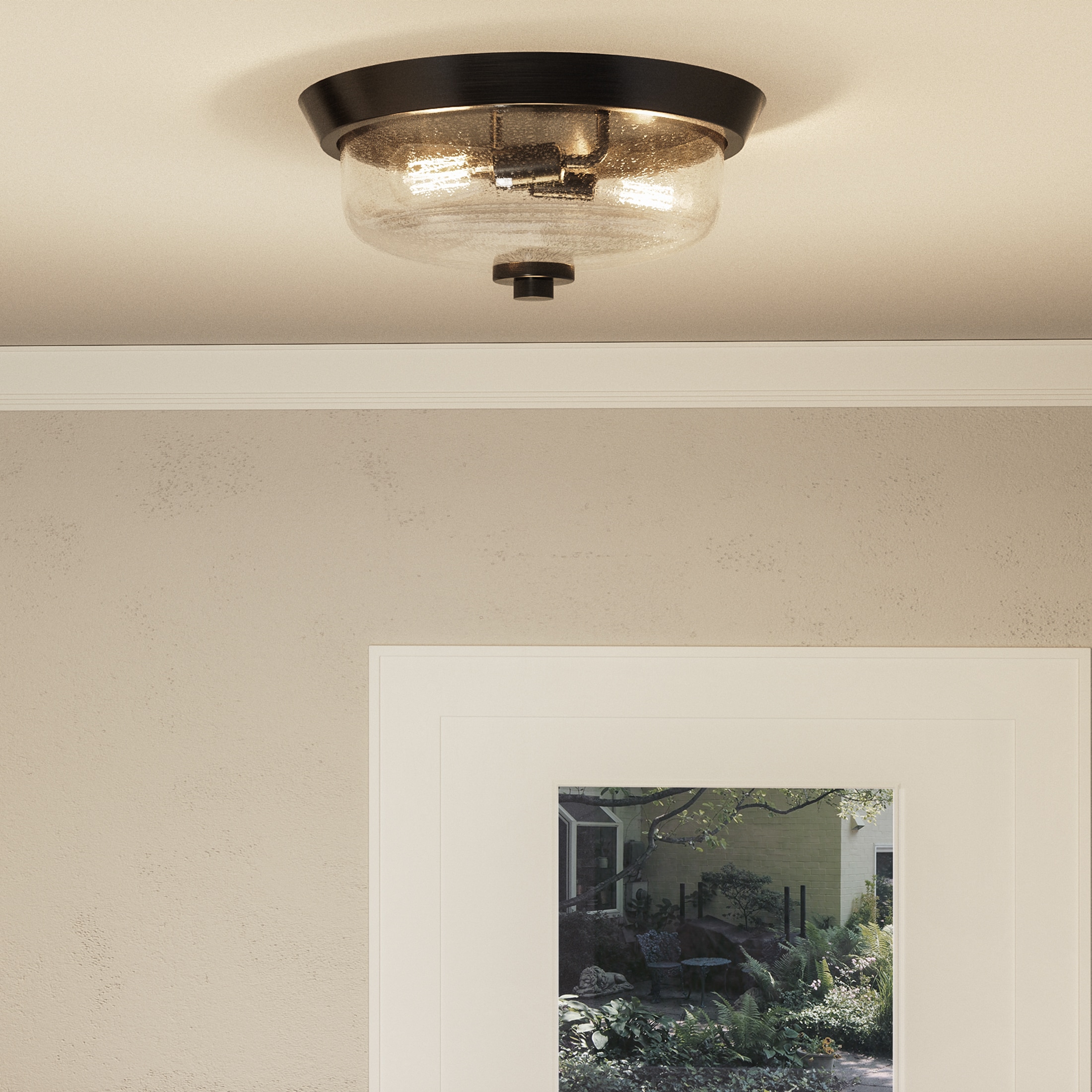 Radius Black Glass 2-Light Indoor/Outdoor Flush Mount Ceiling Light