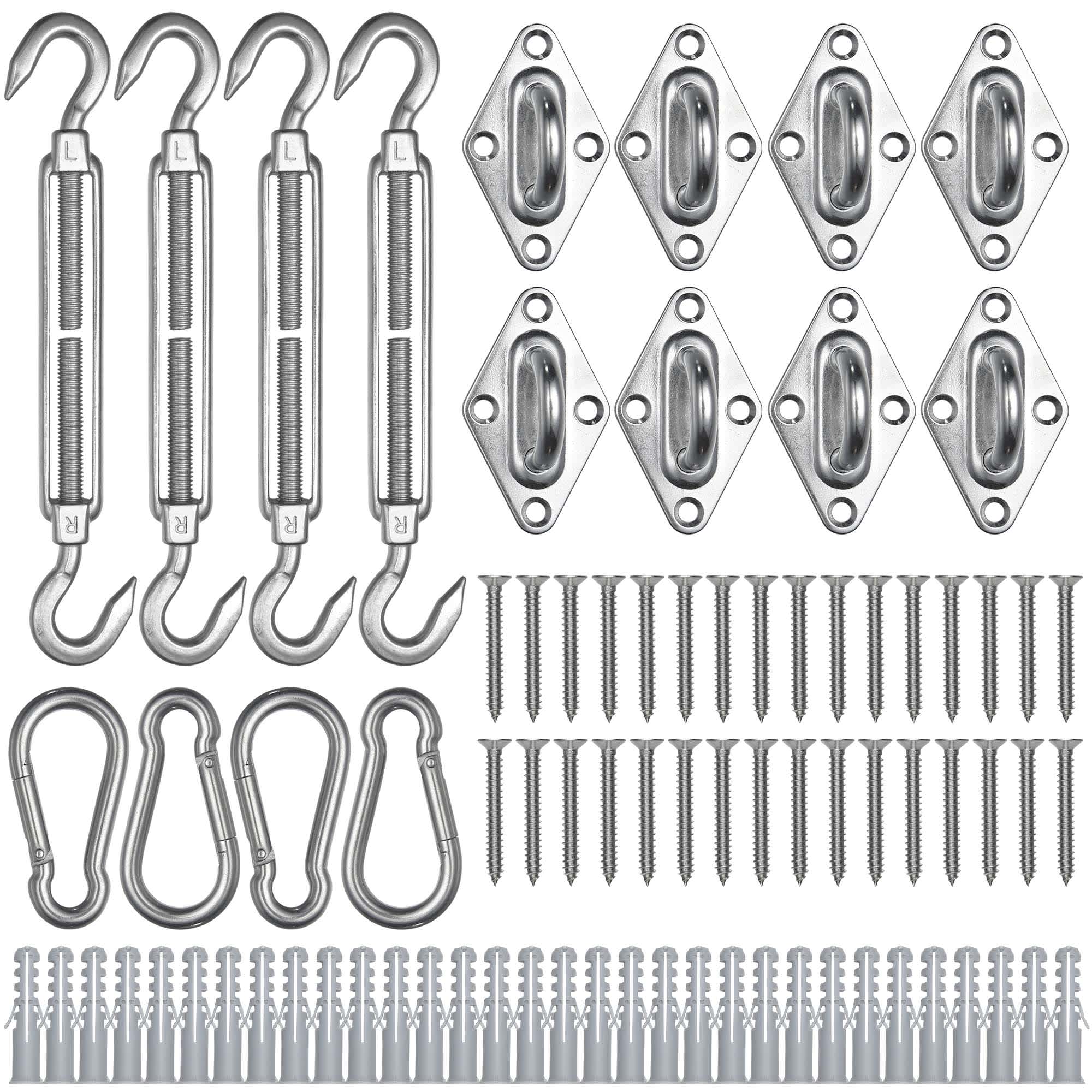 Yescom 07SSS023-H-R8INX2-LO Rectangle Sun Shade Sail Hardware Kit 304 Anti-Rust Stainless Steel Patio 2 Pack