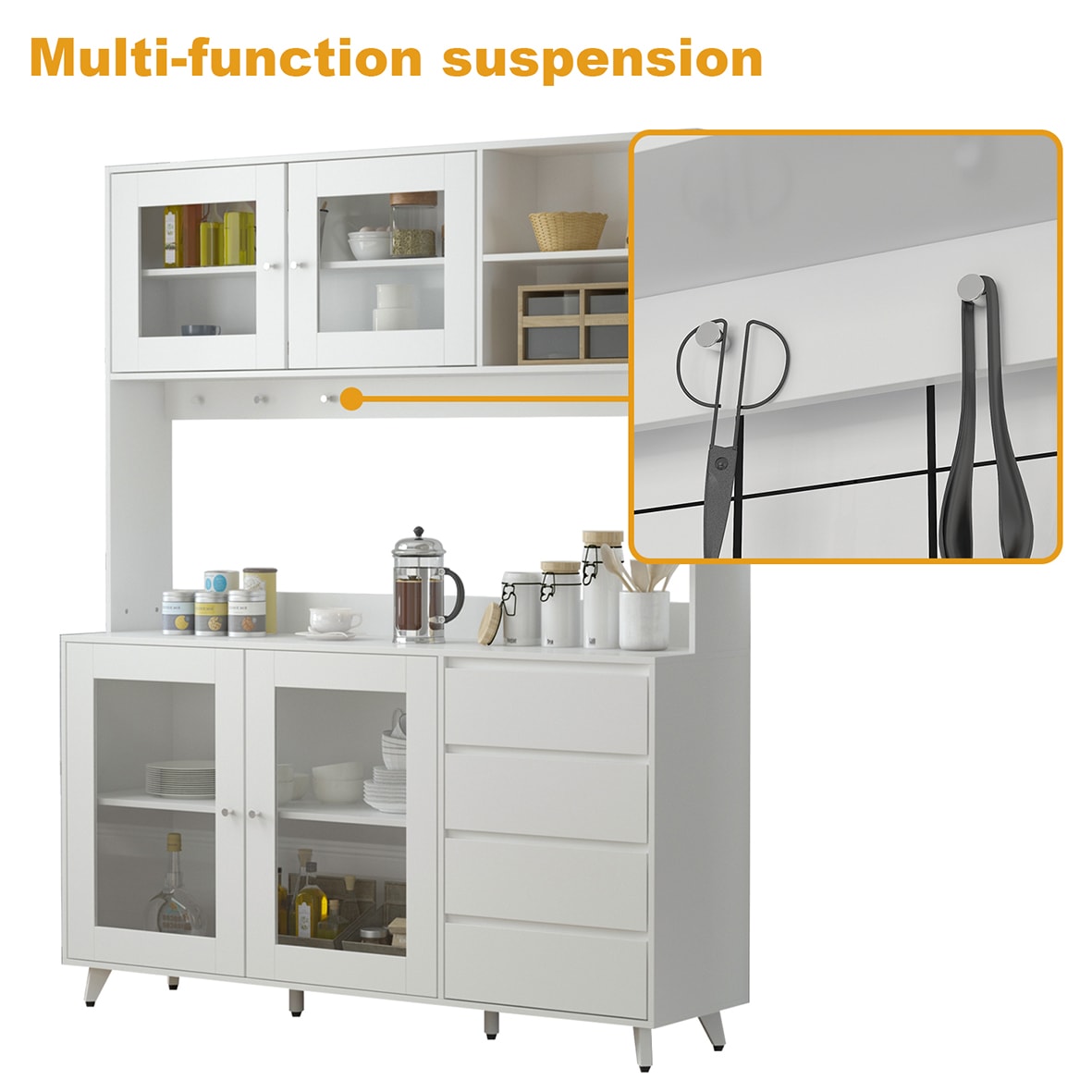 1 Set Kitchen Storage Cabinet, Kitchen Shelf, Multifunctional