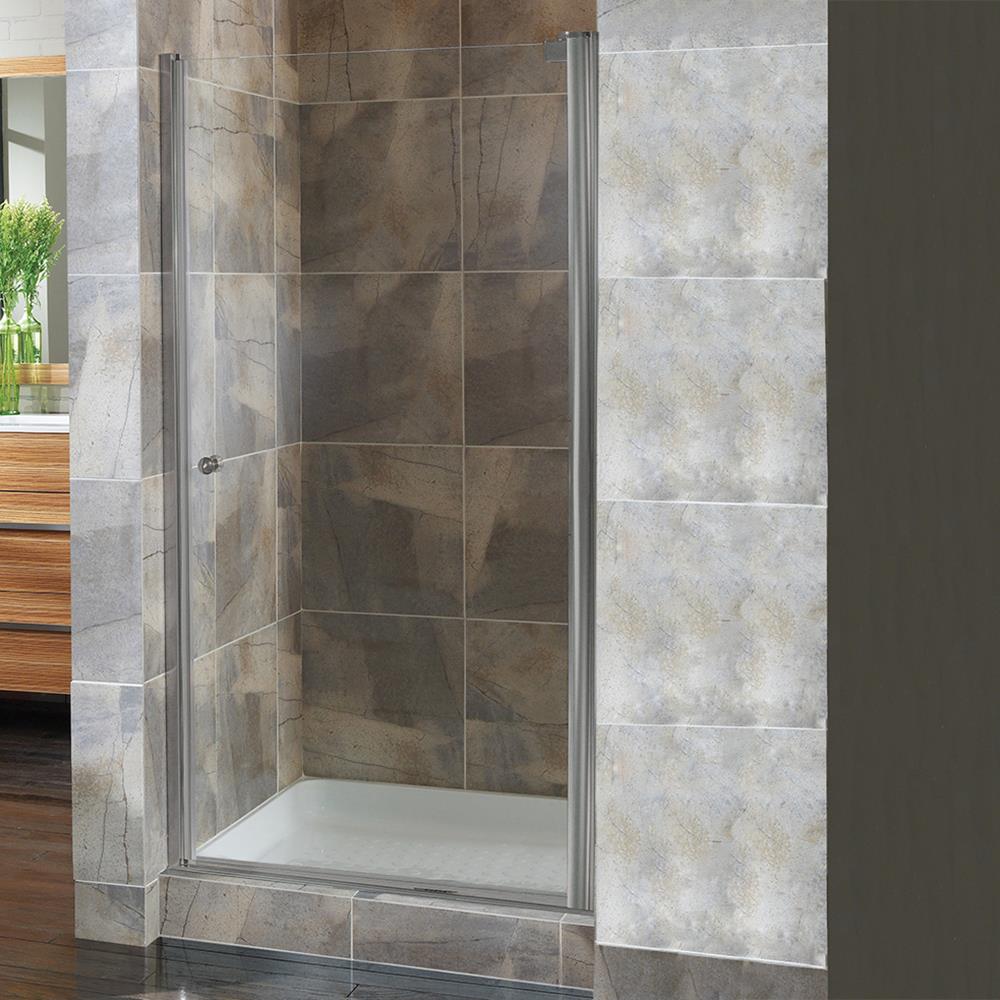 CRAFT + MAIN CVSW2572-CL-BN Cove Brushed Nickel 24-1/2-in W x 72-in H Semi-frameless Pivot Shower door 1/4-in Thick Clear Glass