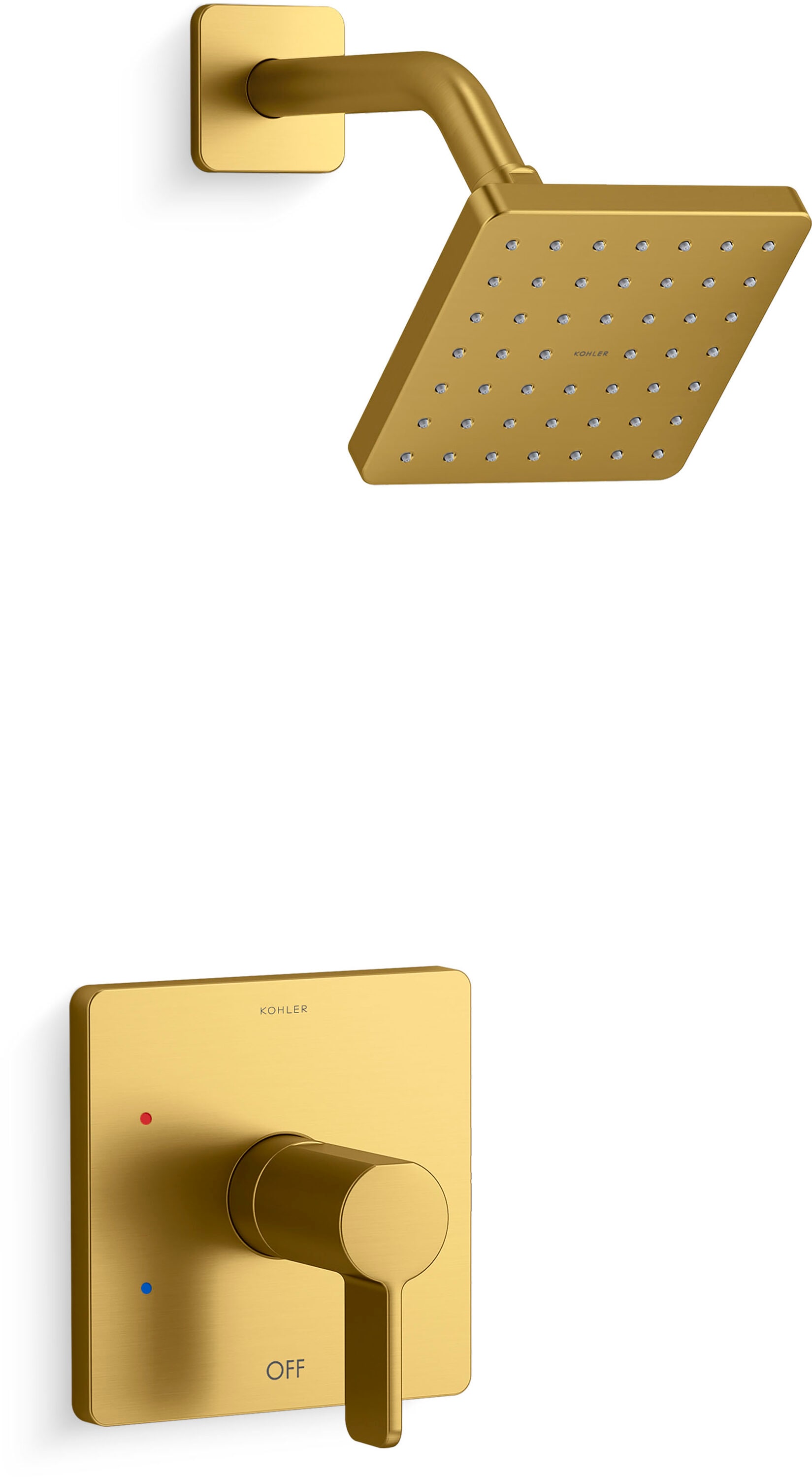 KOHLER TS23503-4-2MB Parallel Vibrant Brushed Moderne Brass 1-handle Single function 6.25-in Square Shower Faucet