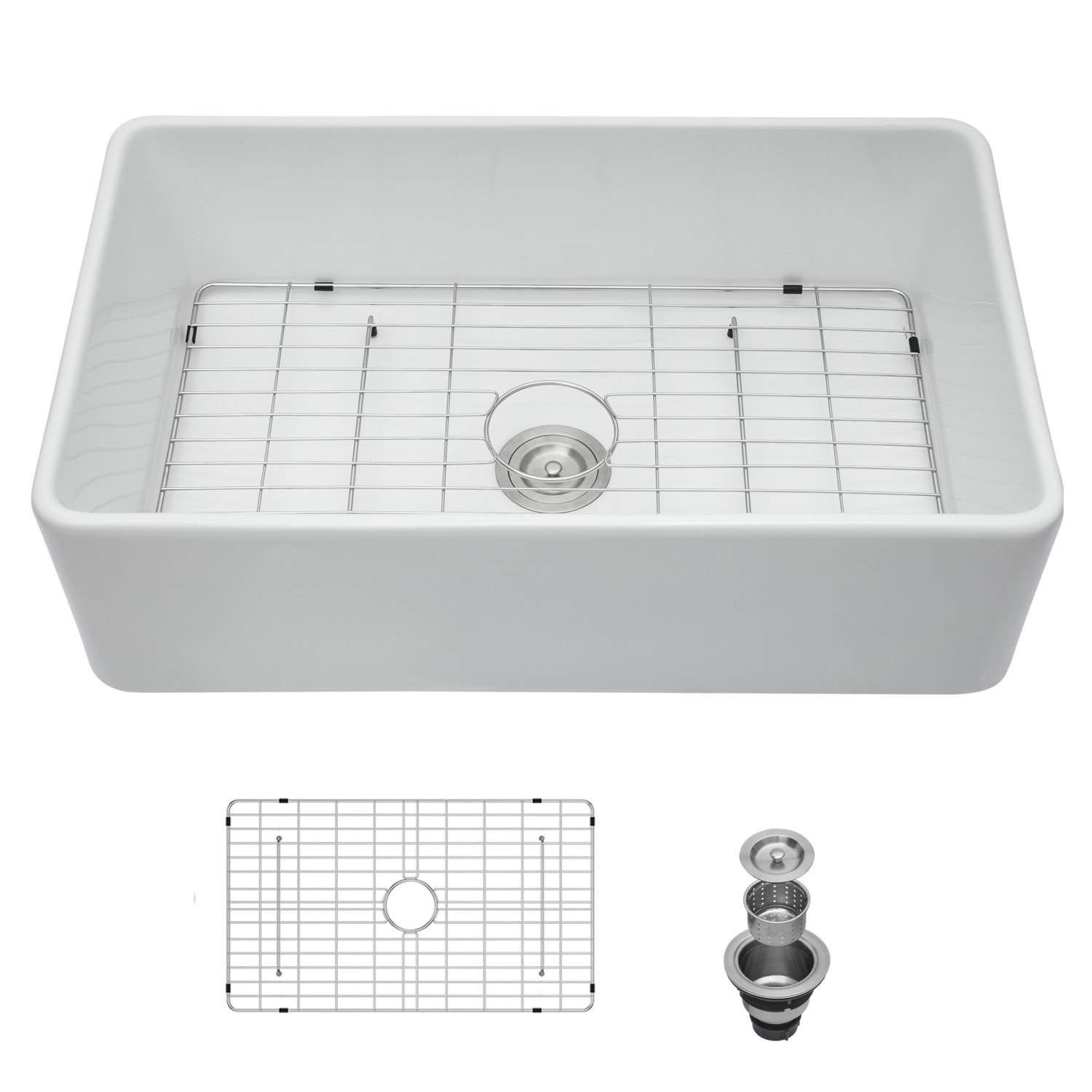YERIVA Undermount 30-in x 20-in Ceramic Single bowl Kitchen Sink