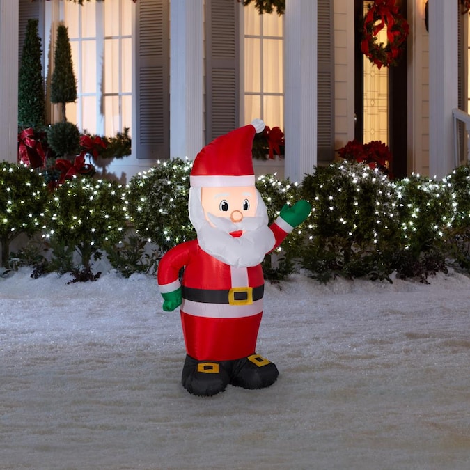 Holiday Living 4-ft Lighted Santa Christmas Inflatable in the Christmas ...
