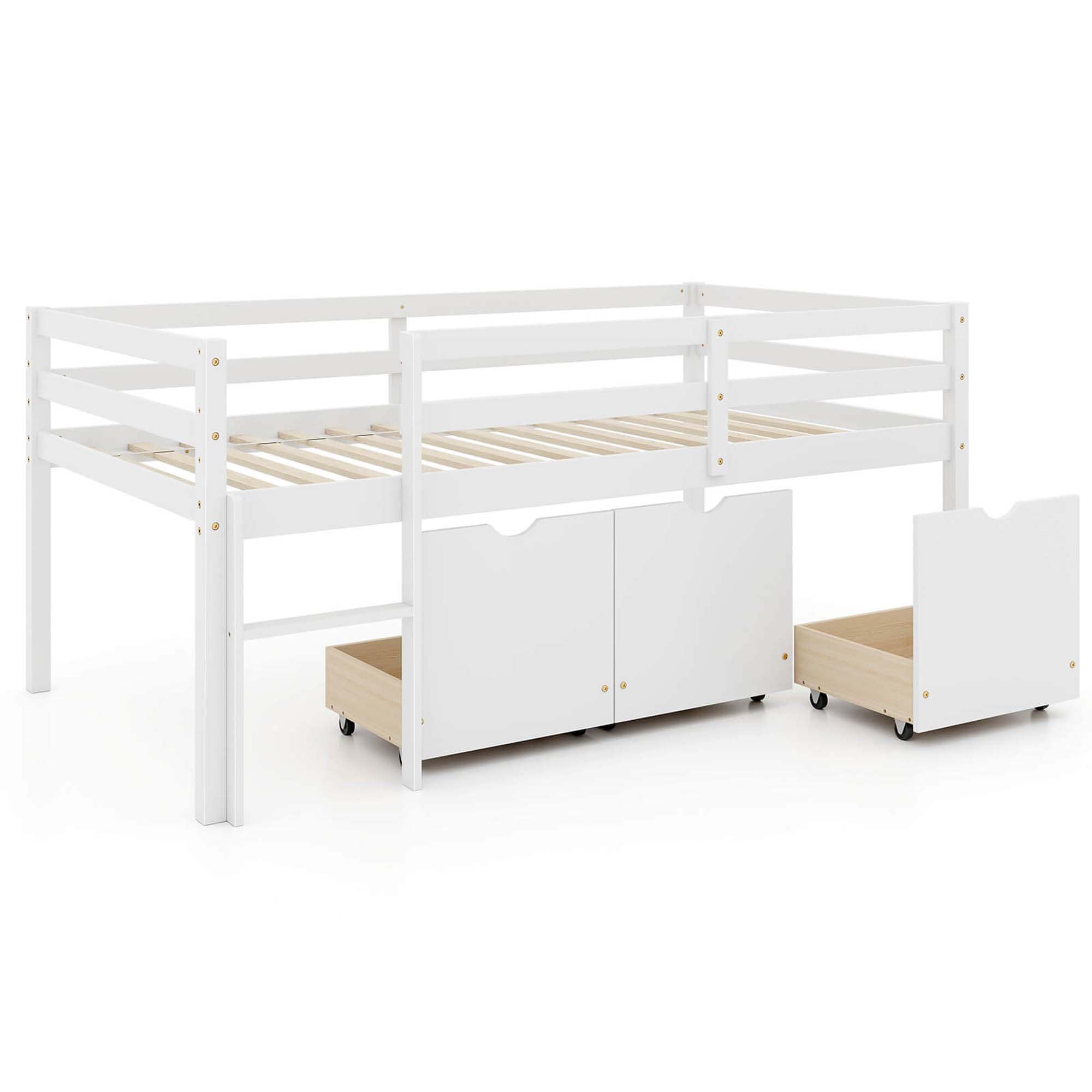 Costway HCST02363 White Twin loft Bunk Bed