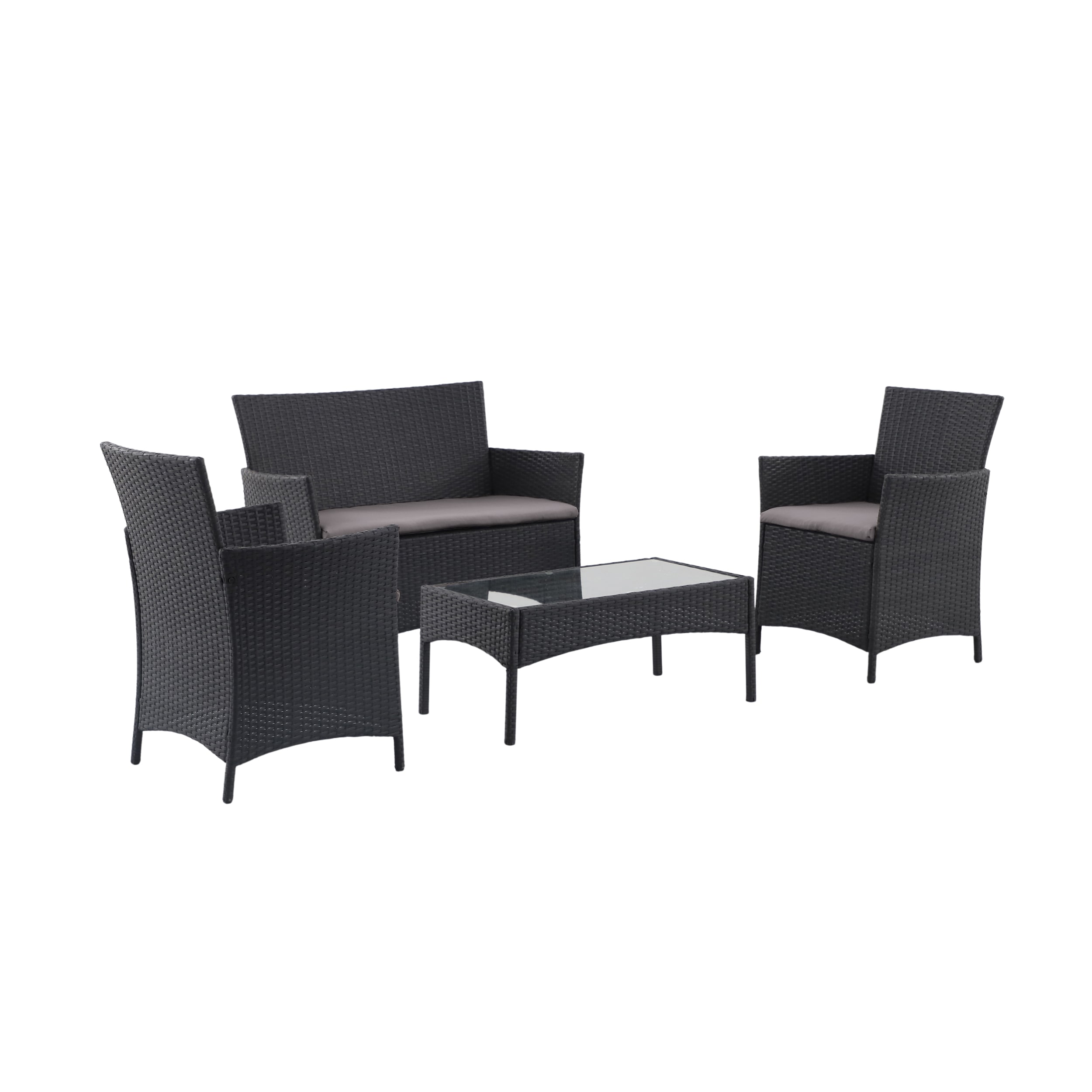 Style Selections 4 Piece Wicker Patio Conversation Set with Gray Cushions in the Patio Conversation Sets department at Lowes